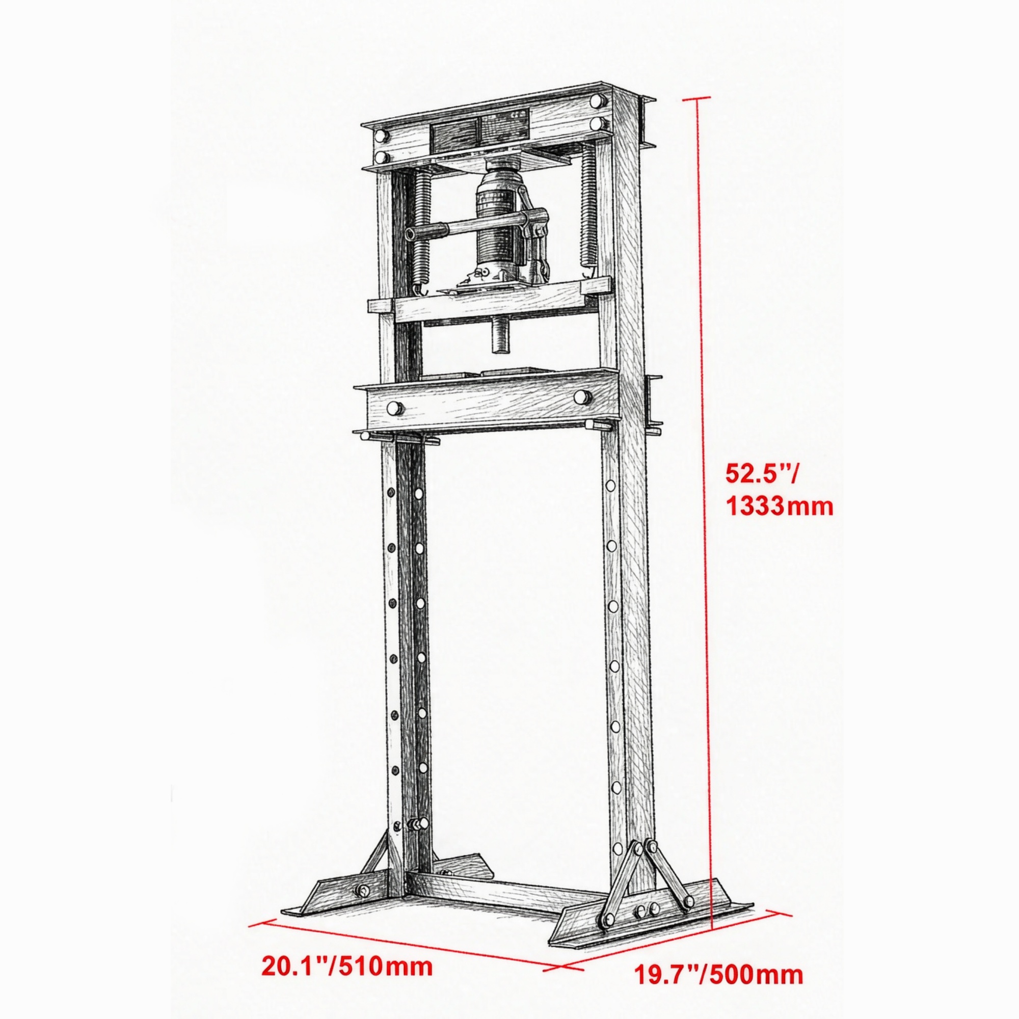 12 Ton H-Frame Hydraulic Shop Press, Adjustable Floor Press with Plates for Garage & Workshop view 3