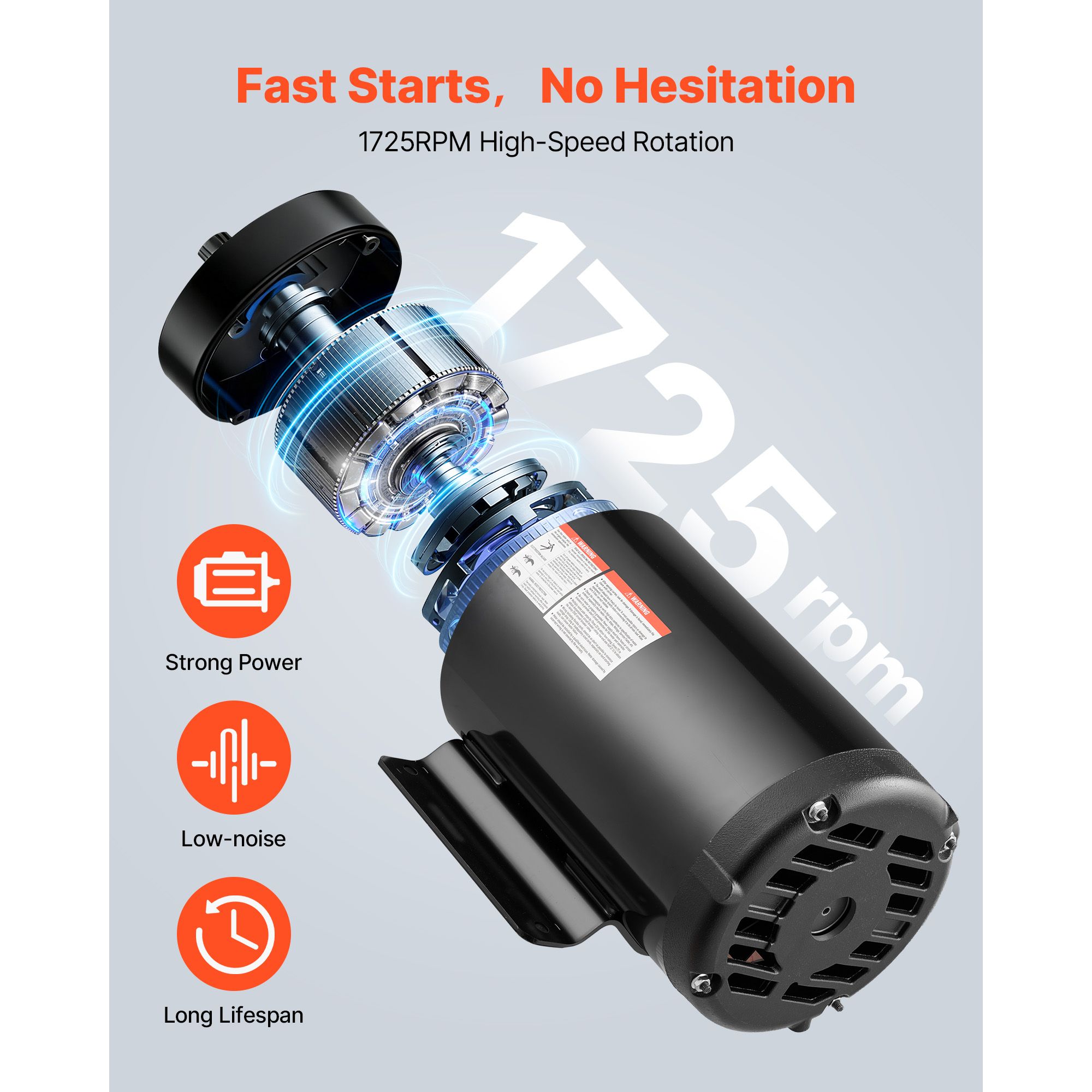 10 HP Electric Motor, 1770RPM Air Compressor Motor, CW/CCW Rotation, 1.375 Inch Shaft Diameter view 3