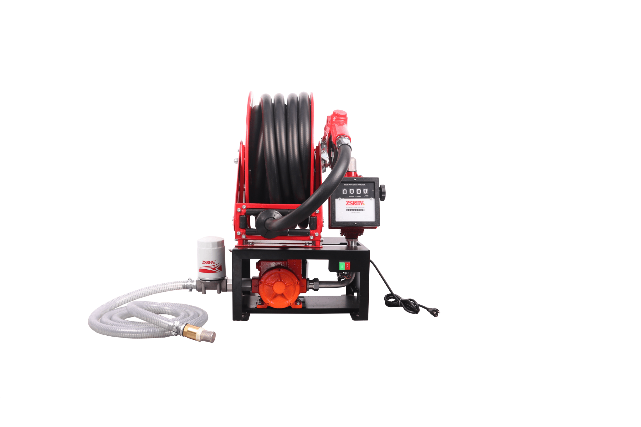 12V & 110V Diesel Fuel Transfer Pump with 50 FT Auto-Retractable Hose Reel view 5