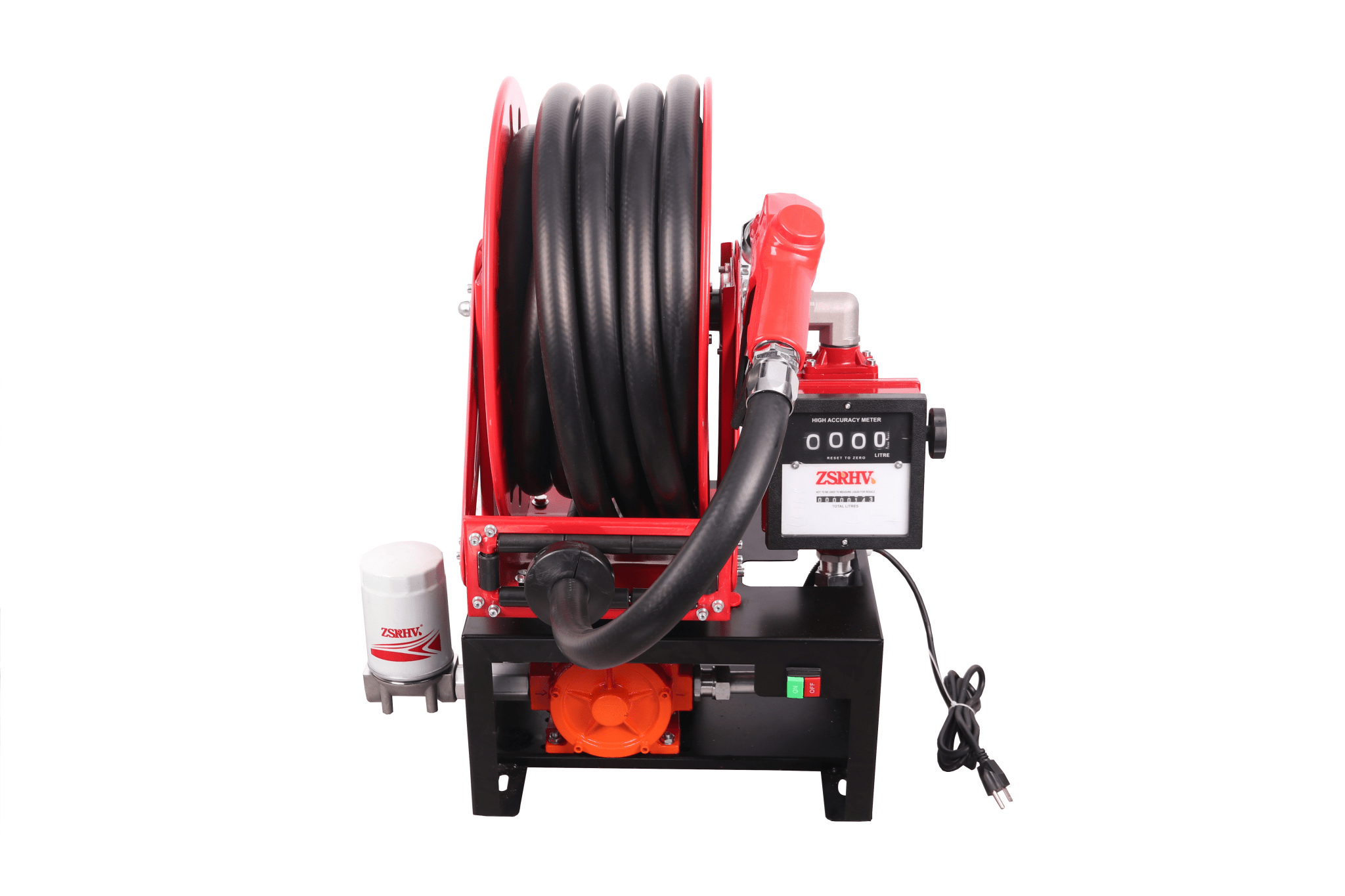12V & 110V Diesel Fuel Transfer Pump with 50 FT Auto-Retractable Hose Reel view 4