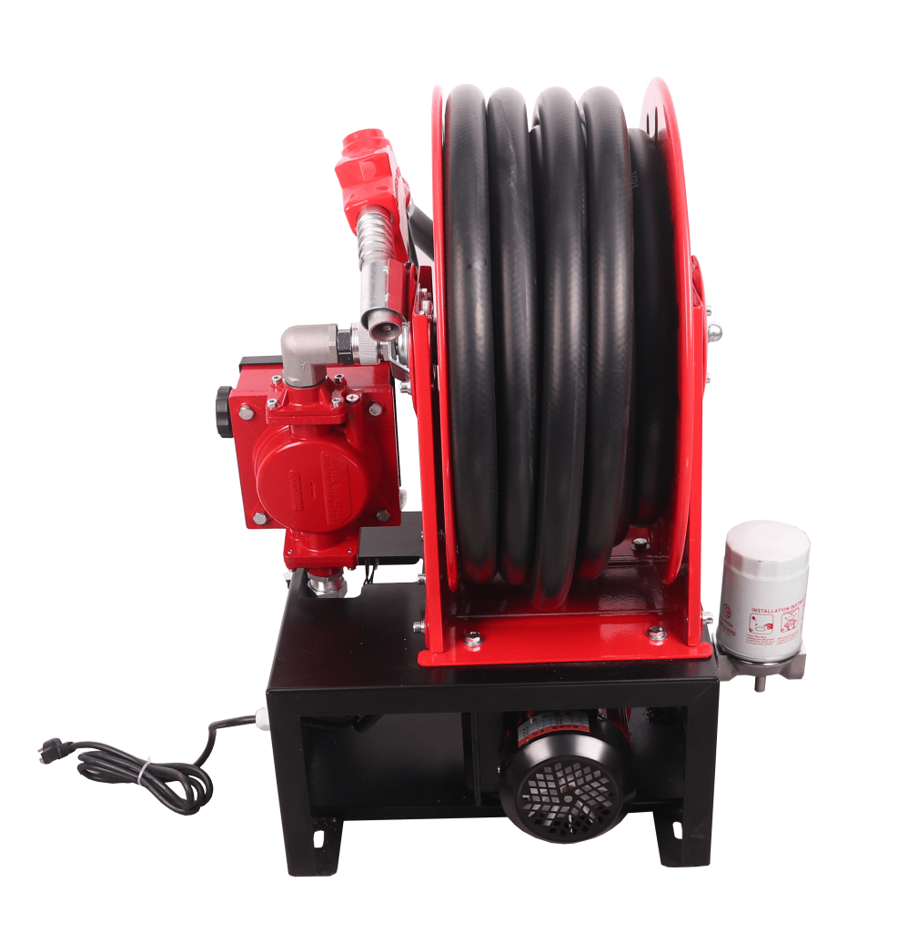 12V & 110V Diesel Fuel Transfer Pump with 50 FT Auto-Retractable Hose Reel view 2