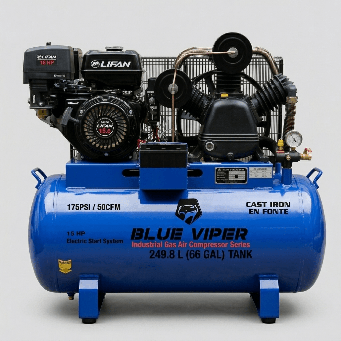 15HP & 13 HP Gas Air Compressor with Electric Start – 66 & 39 Gallon Tank Options view 7