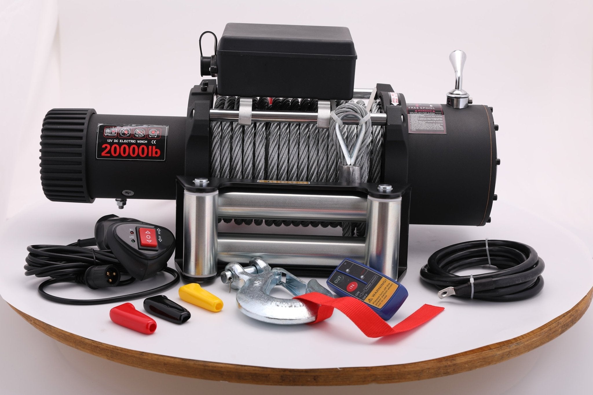 20000LB 12V Electric Winch – Heavy Duty 7.8HP Series Wound Motor, 4-Stage Planetary Gear, Roller Fairlead – SU20000