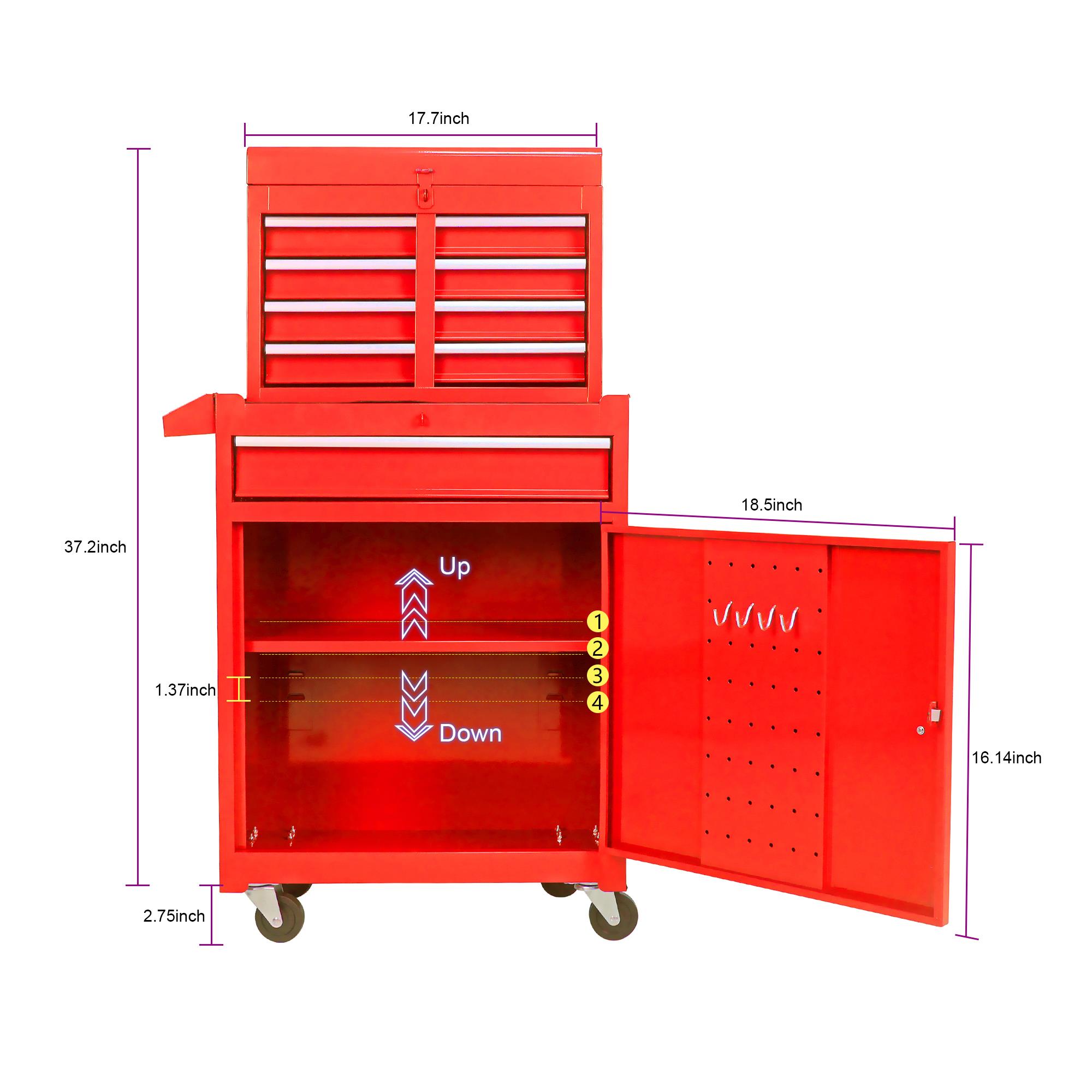 5-Drawer Rolling Tool Chest with Adjustable Cabinet Shelf view 1