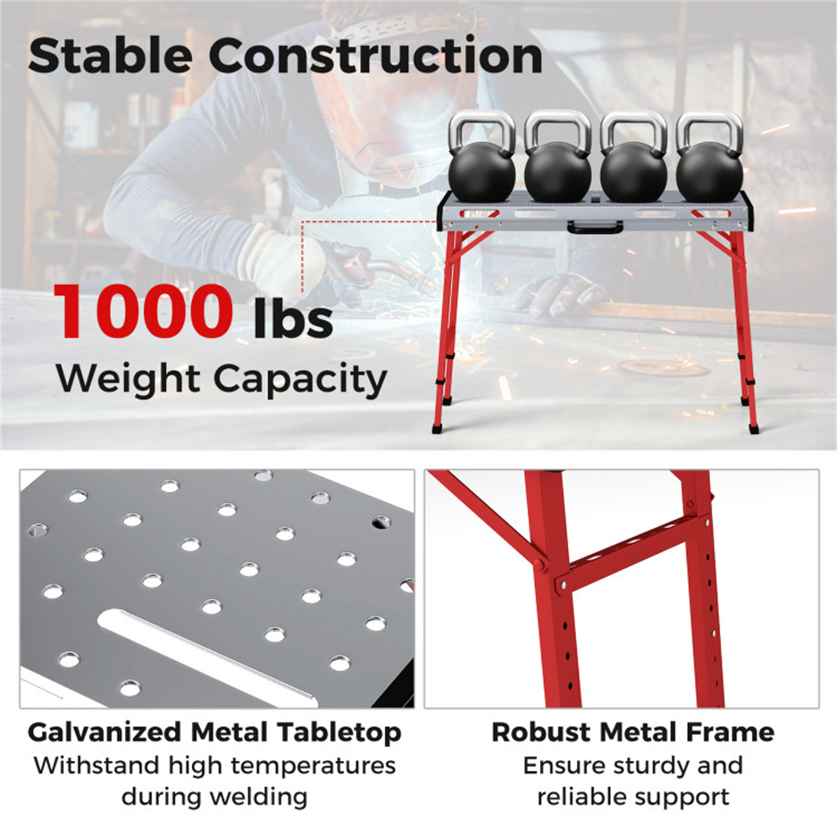 42 x 21 in Steel Welding Table with Clamps view 8