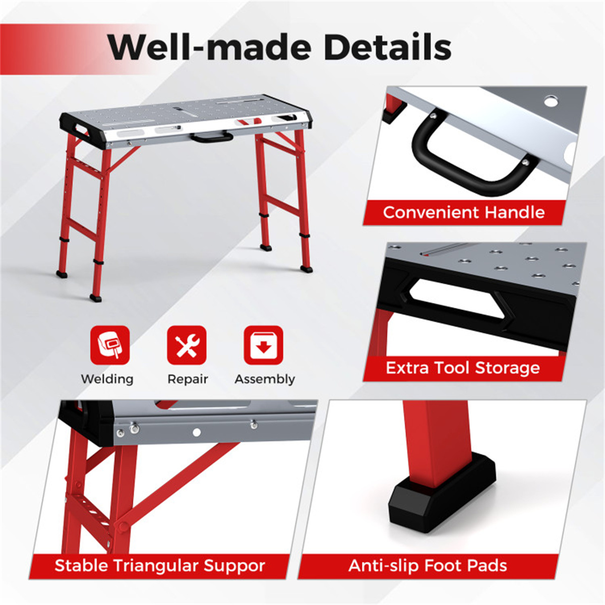 42 x 21 in Steel Welding Table with Clamps view 2