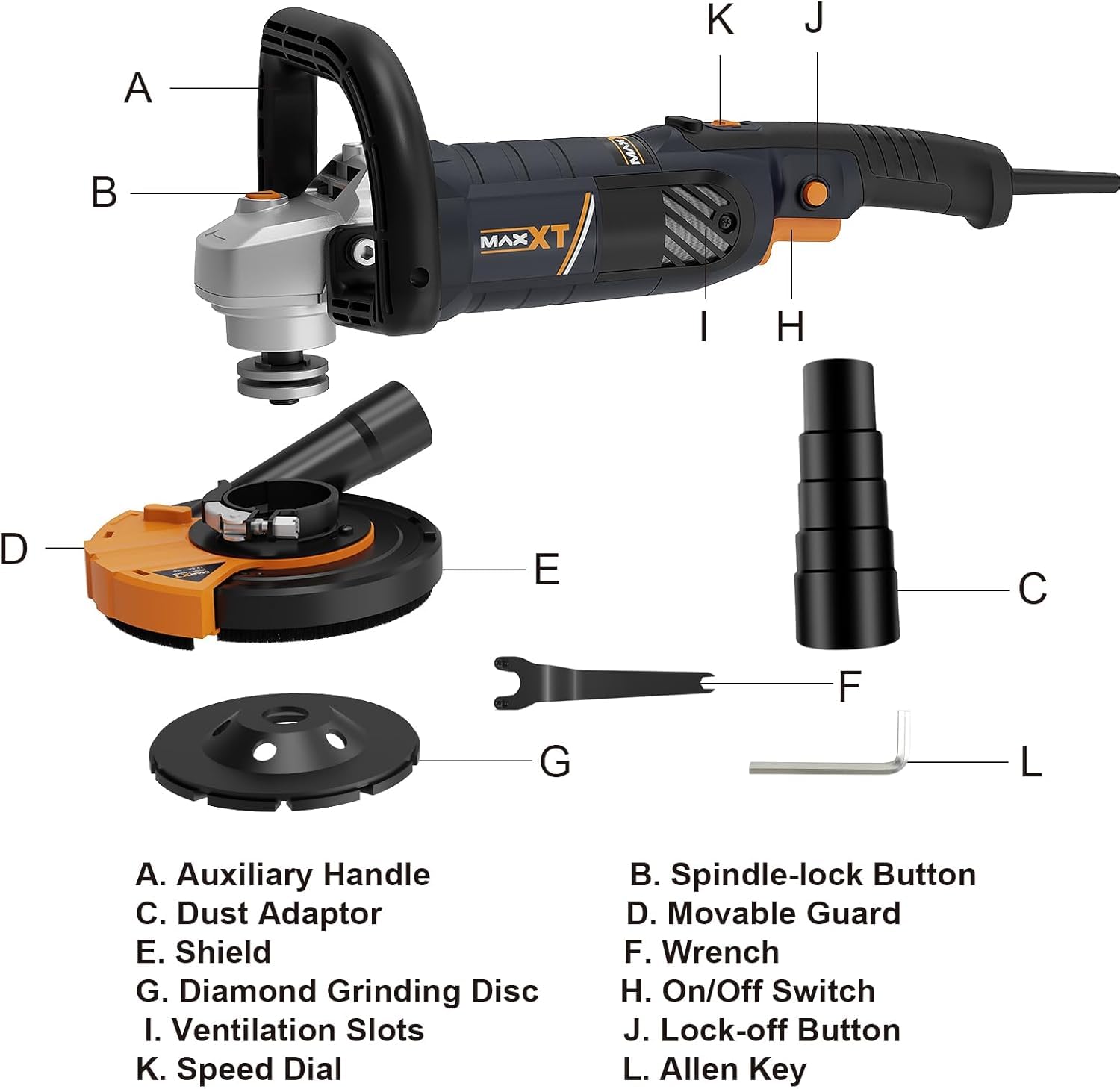 1,500W Variable-Speed Concrete Surfacing Grinder view 1