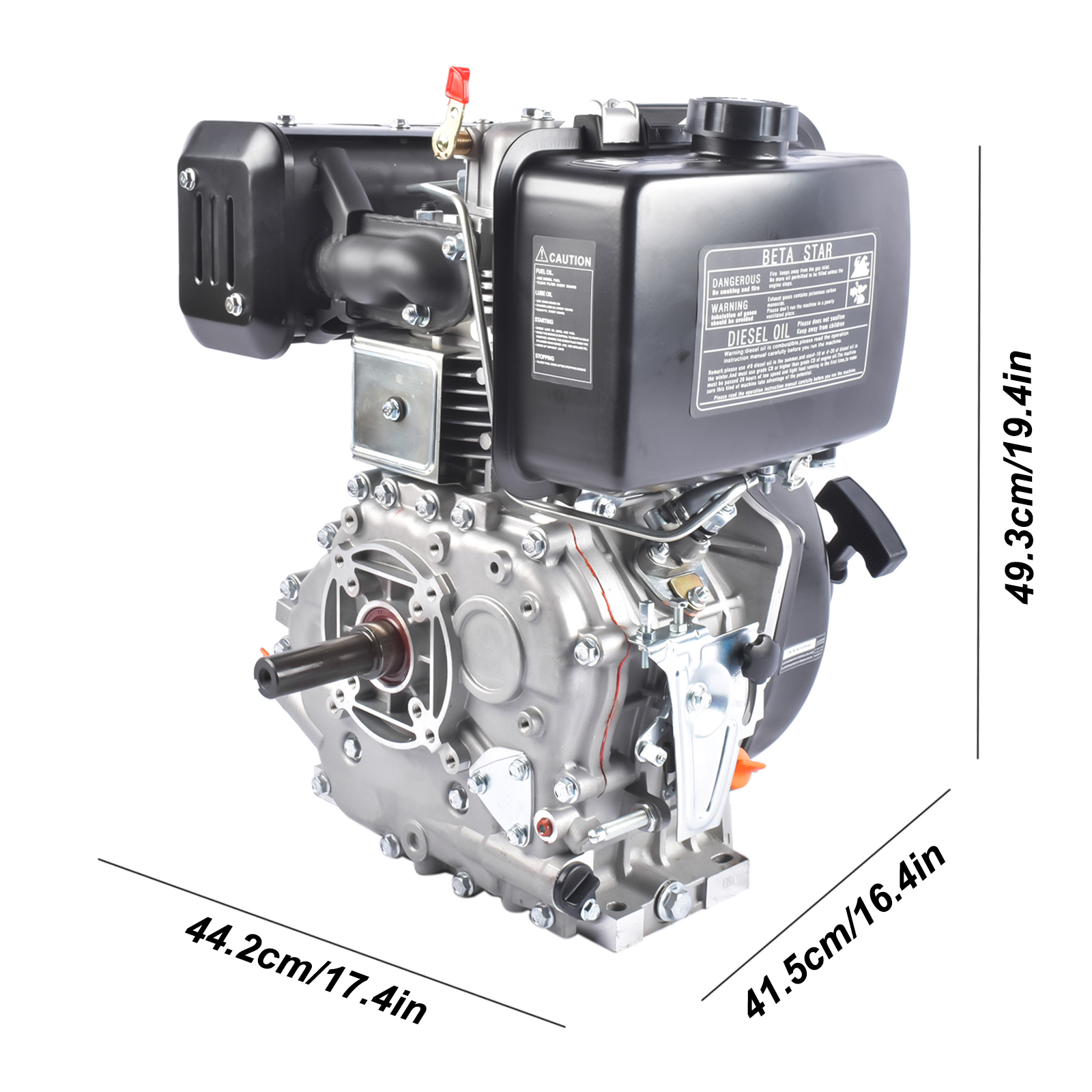 10HP 4-Stroke Single-Cylinder Diesel Engine, 418cc, 6300W view 4
