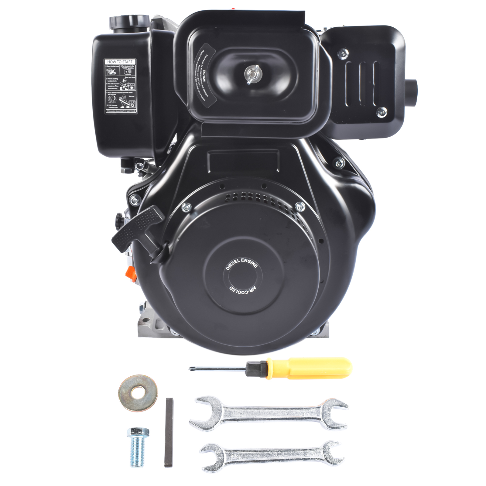 10HP 4-Stroke Single-Cylinder Diesel Engine, 418cc, 6300W view 2
