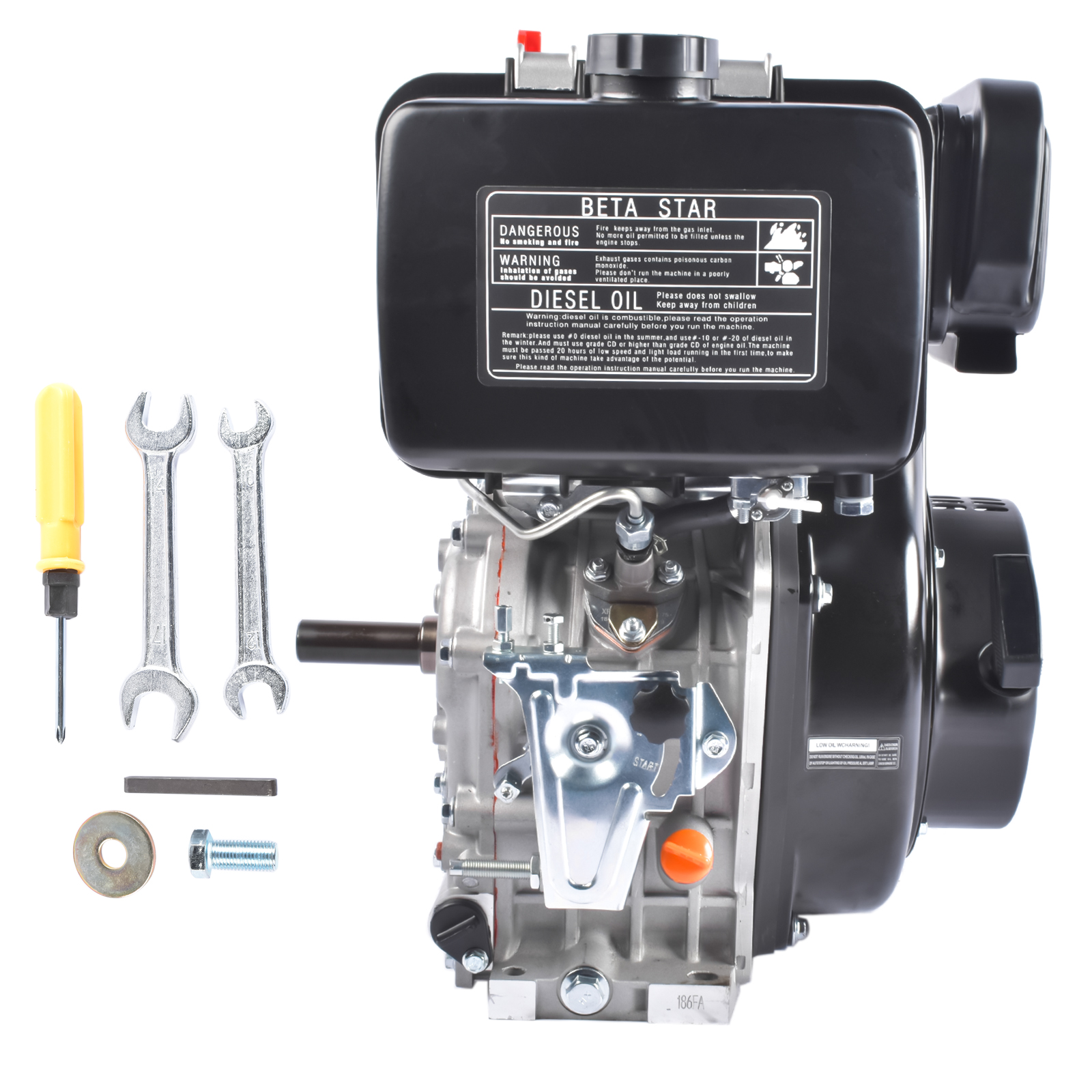 10HP 4-Stroke Single-Cylinder Diesel Engine, 418cc, 6300W view 3