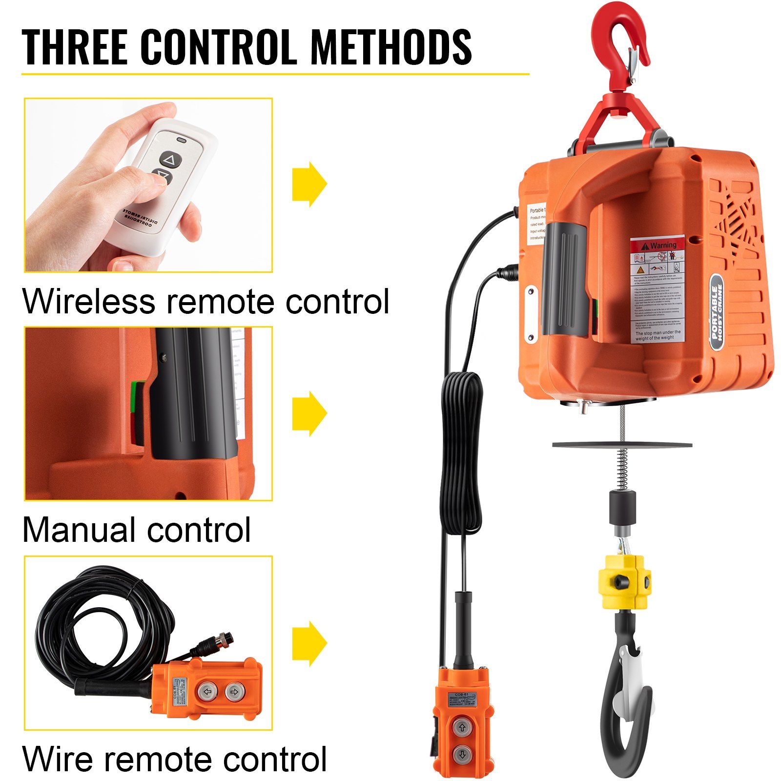3-in-1 Electric Hoist Winch, 1100lbs Portable Electric Winch, 110V Power Winch Crane view 4
