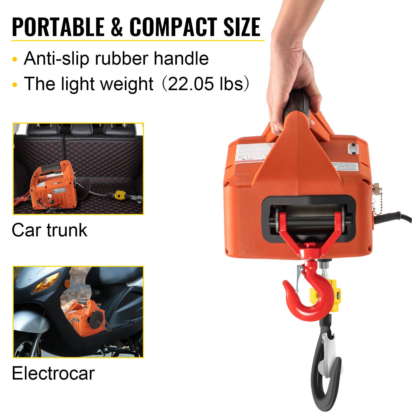 3-in-1 Electric Hoist Winch, 1100lbs Portable Electric Winch, 110V Power Winch Crane view 7