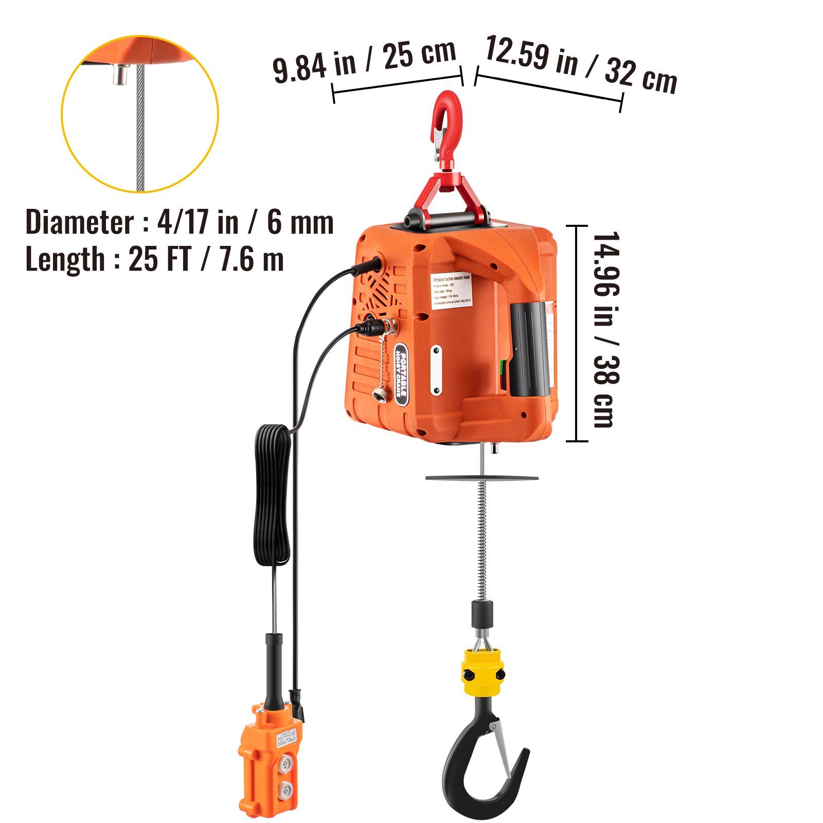 3-in-1 Electric Hoist Winch, 1100lbs Portable Electric Winch, 110V Power Winch Crane view 1