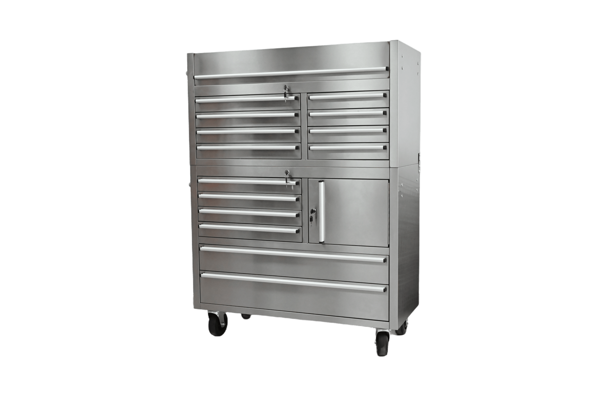 41-Inch 14-Drawer Stainless Steel Tool Bench with 5” Locking Casters – TB4118S view 7