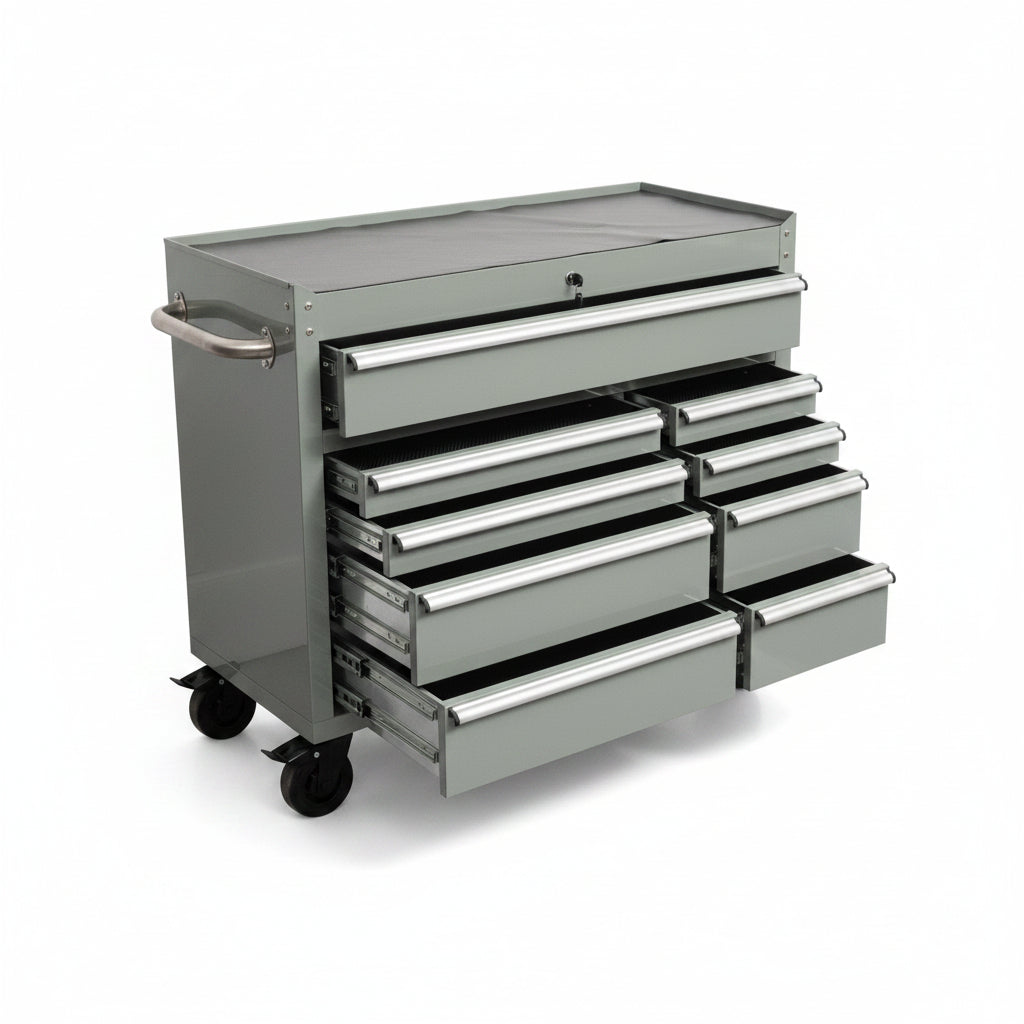 42″ 9-Drawer Rolling Tool Bench – Heavy-Duty Garage Storage Cabinet view 6