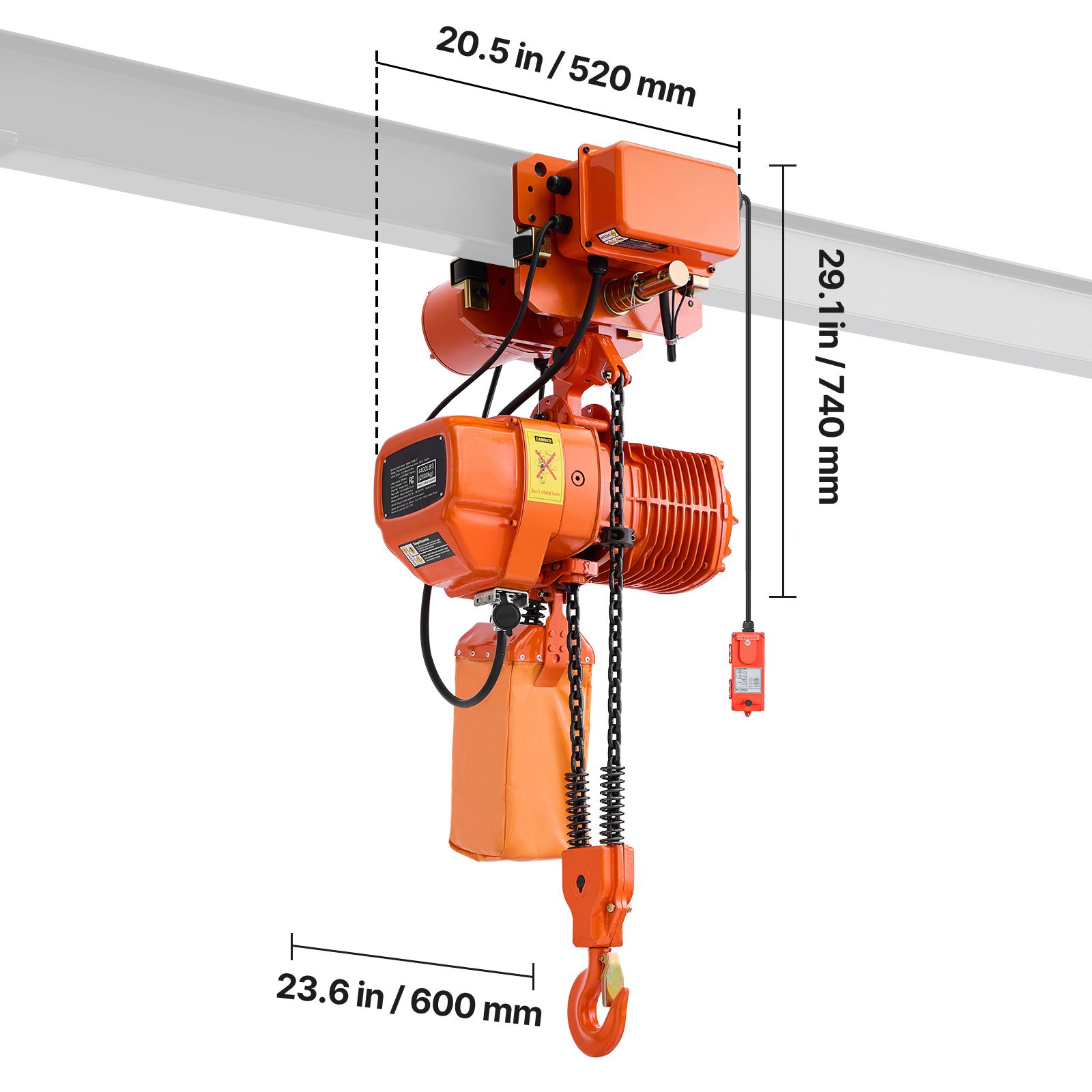 4400 Lbs Electric Chain Hoist, 20 Ft Lifting Height view 1