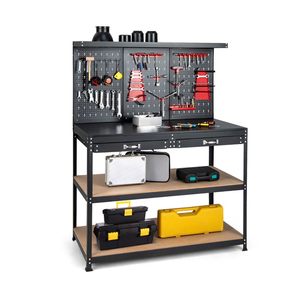 48 Inch Workbench with Pegboard and Drawers view 2