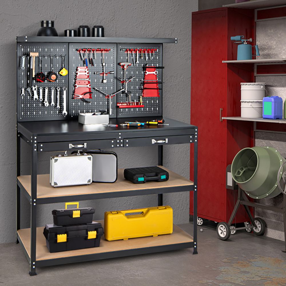 48 Inch Workbench with Pegboard and Drawers view 3