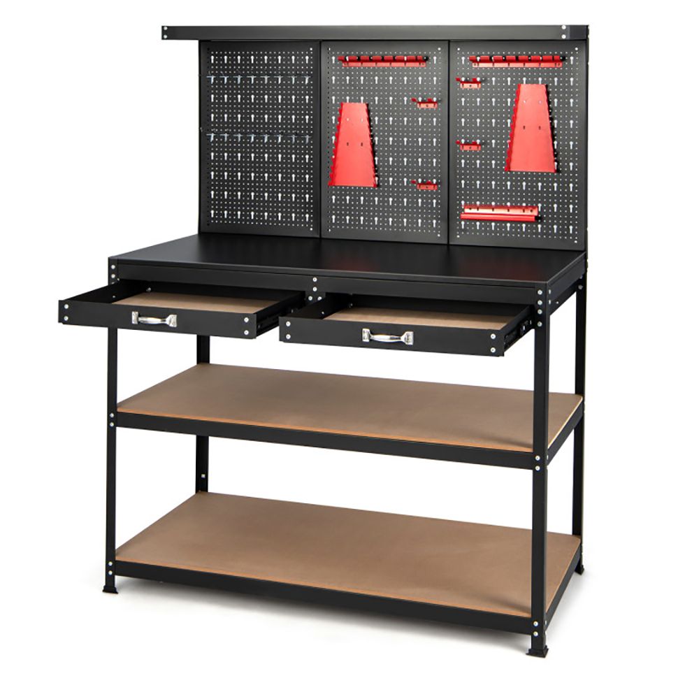 48 Inch Workbench with Pegboard and Drawers view 5