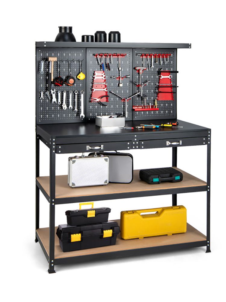 48 Inch Workbench with Pegboard and Drawers view 1