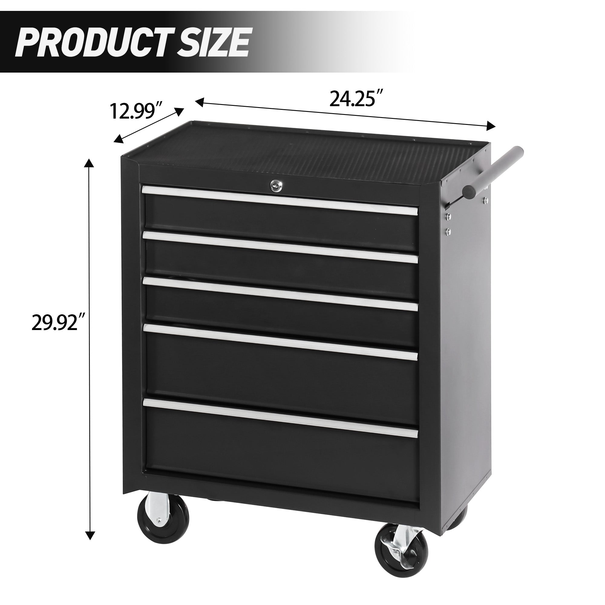 5 Drawer Garage Tool Cabinet Heavy Duty Steel Rolling Storage with Casters 31305 view 8