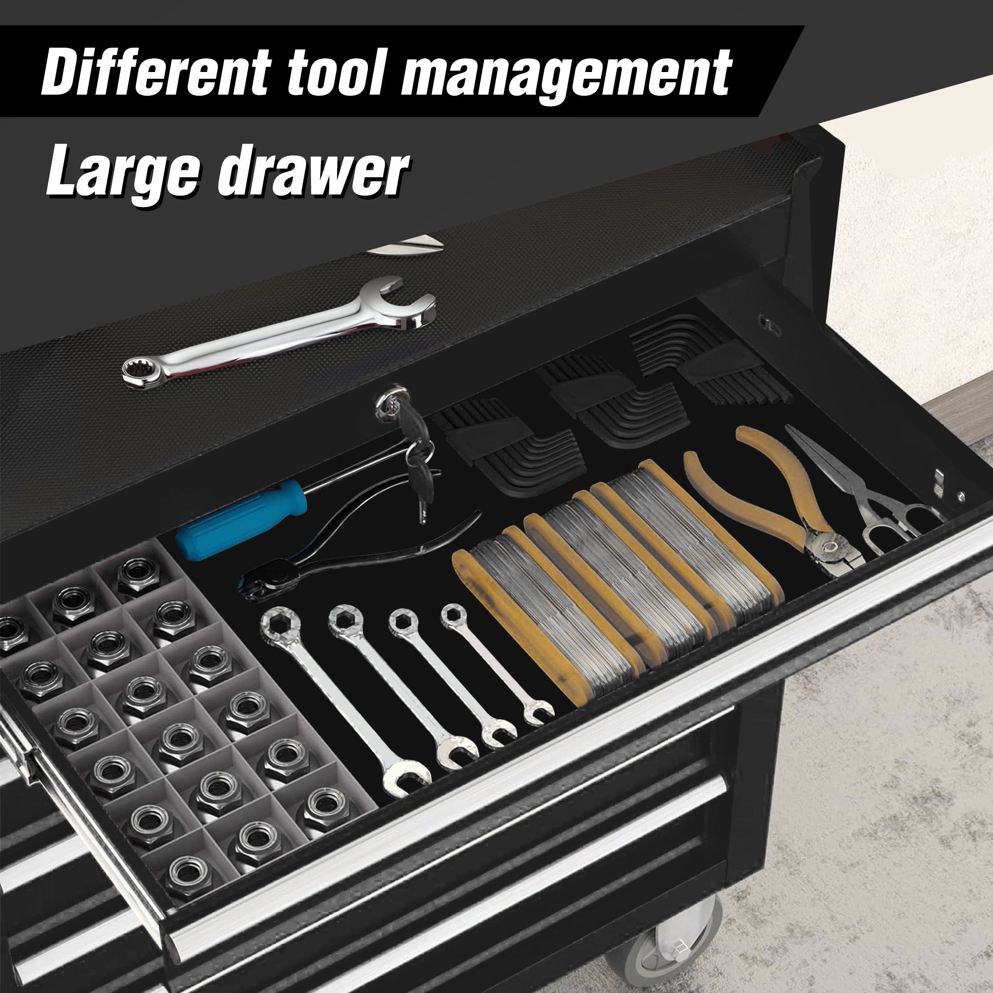 5 Drawer Garage Tool Cabinet Heavy Duty Steel Rolling Storage with Casters 31305 view 5