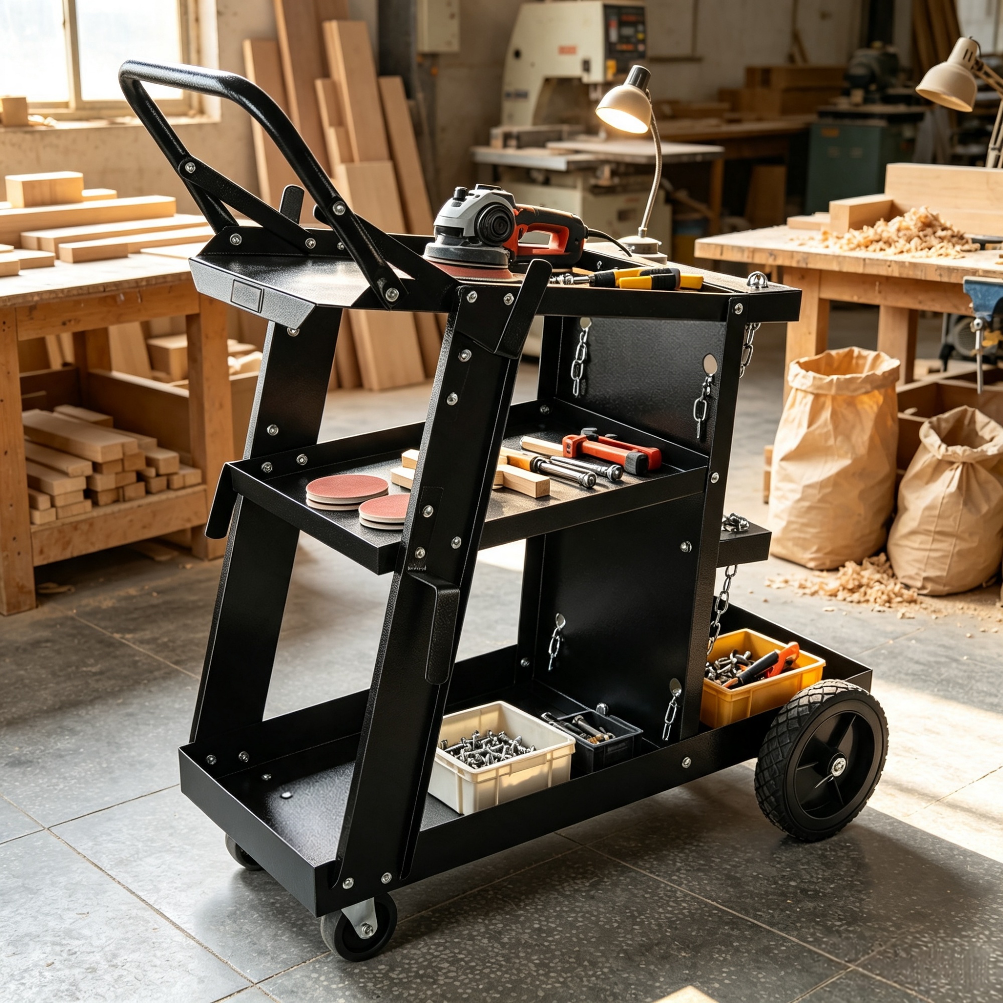400 lb Three-Tier Welding Cart view 4