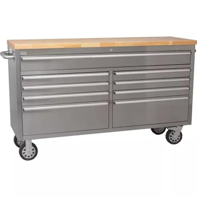 61-Inch Stainless Steel 9-Drawer Tool Chest with Power Strip HTC6109W view 5