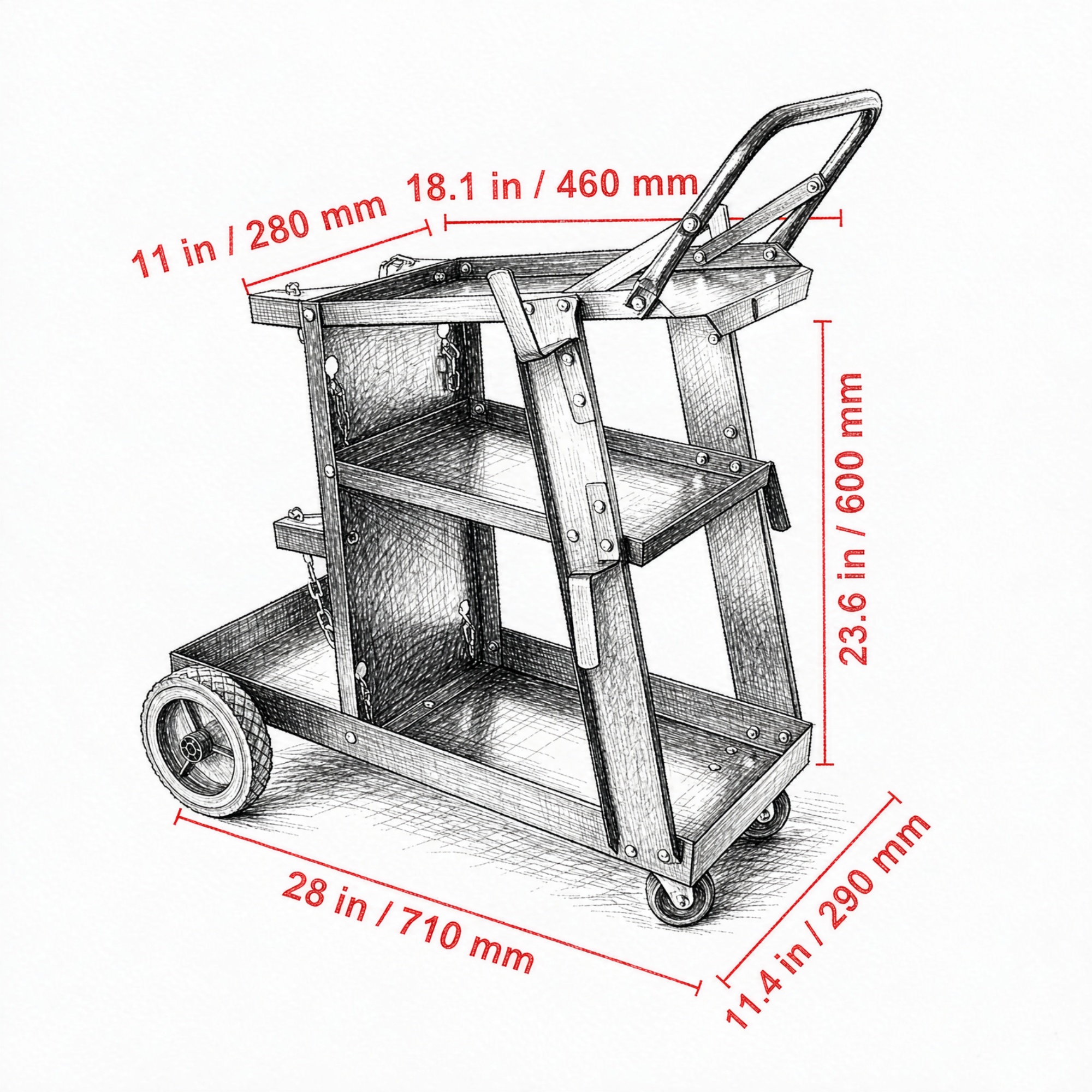 400 lb Three-Tier Welding Cart view 3
