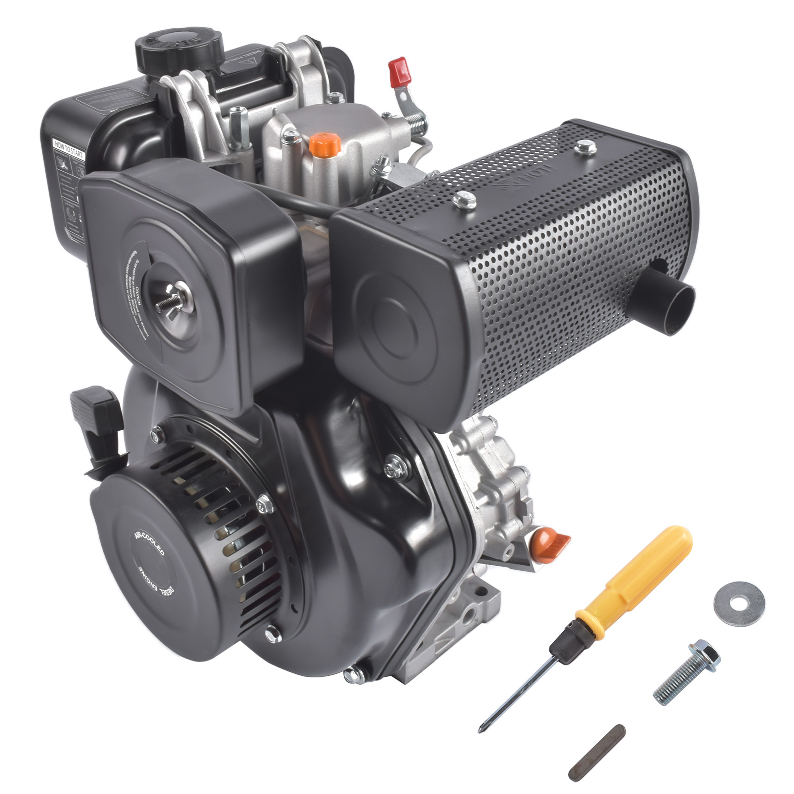 5HP 4-Stroke Single-Cylinder Diesel Engine, 247cc, 3600W view 2