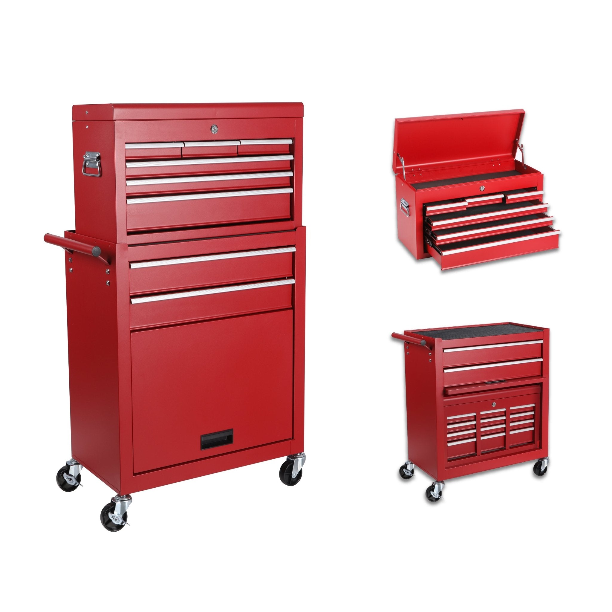 8 Drawer Rolling Tool Cabinet with Casters Heavy Duty Steel Garage Storage view 2