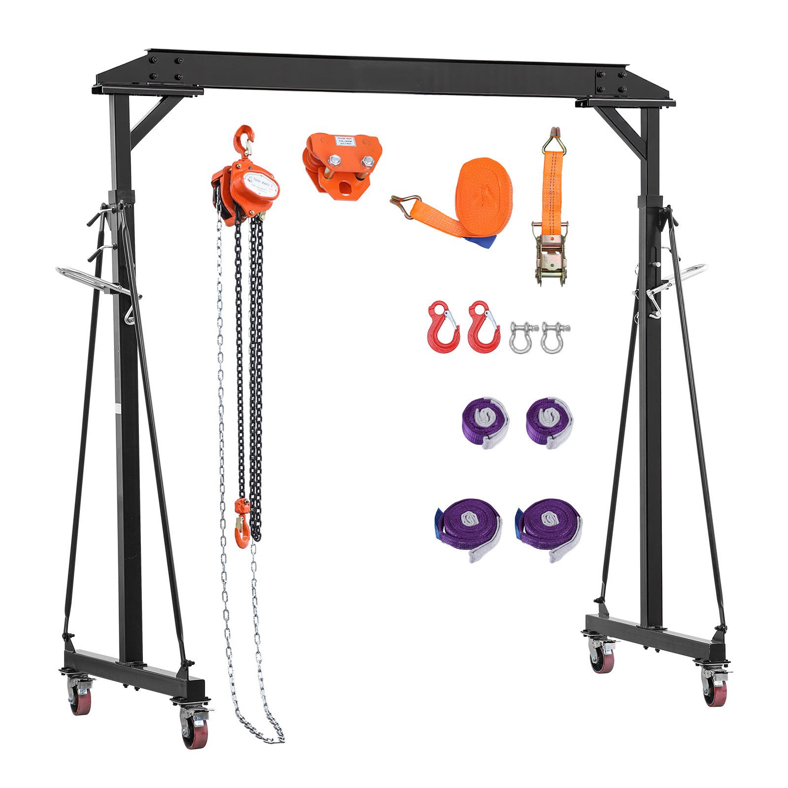 Adjustable Gantry Crane, 2200 Lbs Capacity, Portable Shop Lift Hoist with 95.7-142.9 in Height view 2