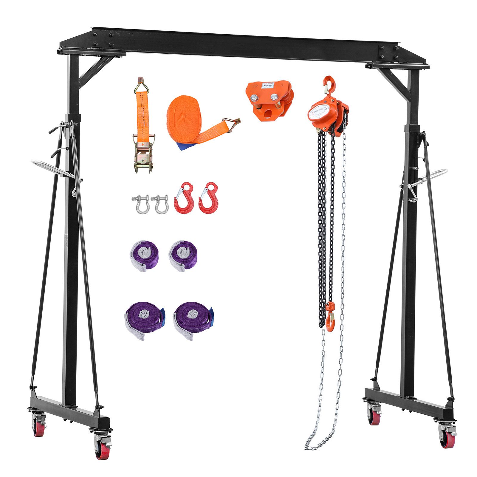 Adjustable Gantry Crane, 2200 Lbs Capacity, Portable Shop Lift Hoist with 95.7-142.9 in Height view 8