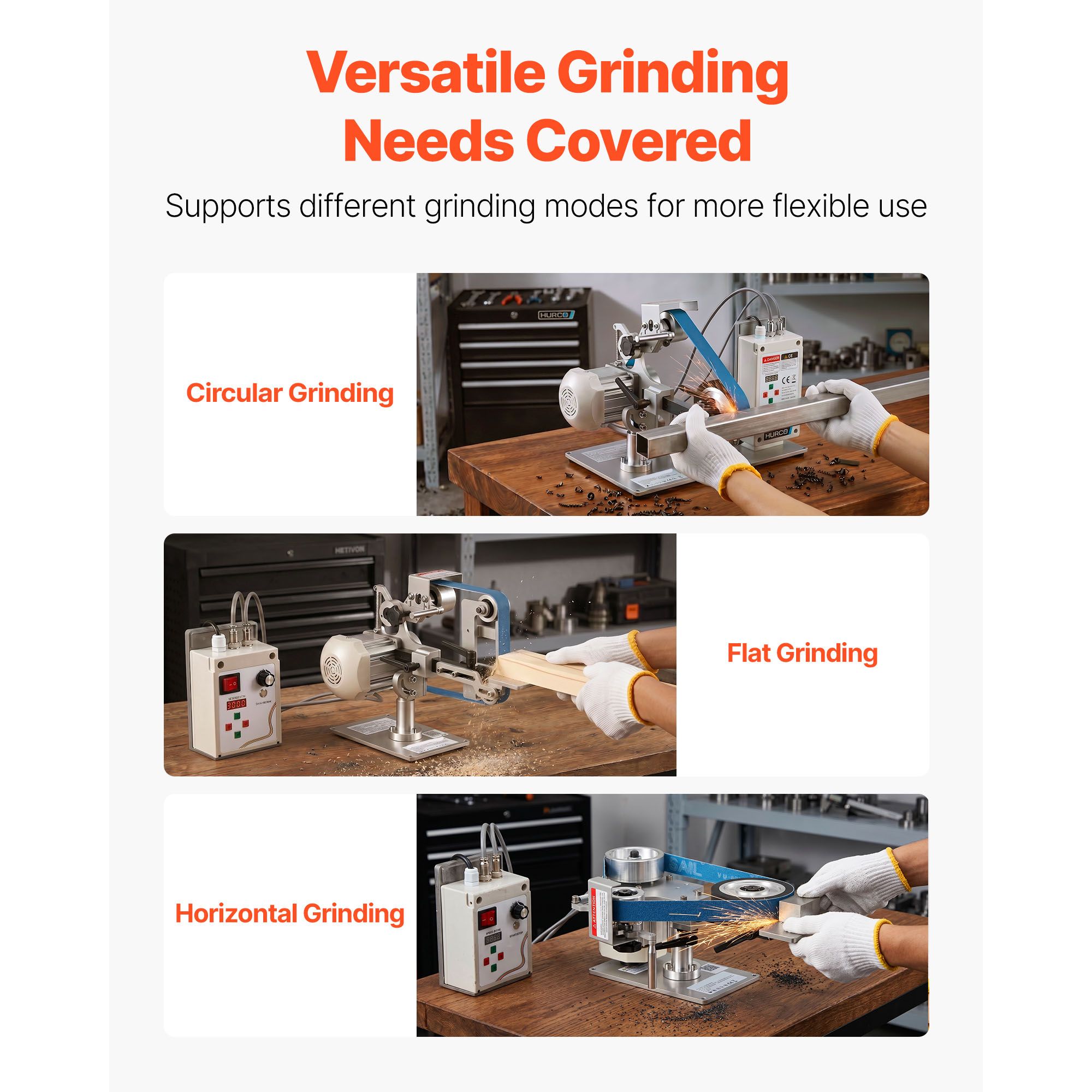 Belt Grinder Sander with VFD, 30 X 1-Inch Variable Speed Belt Polisher view 4