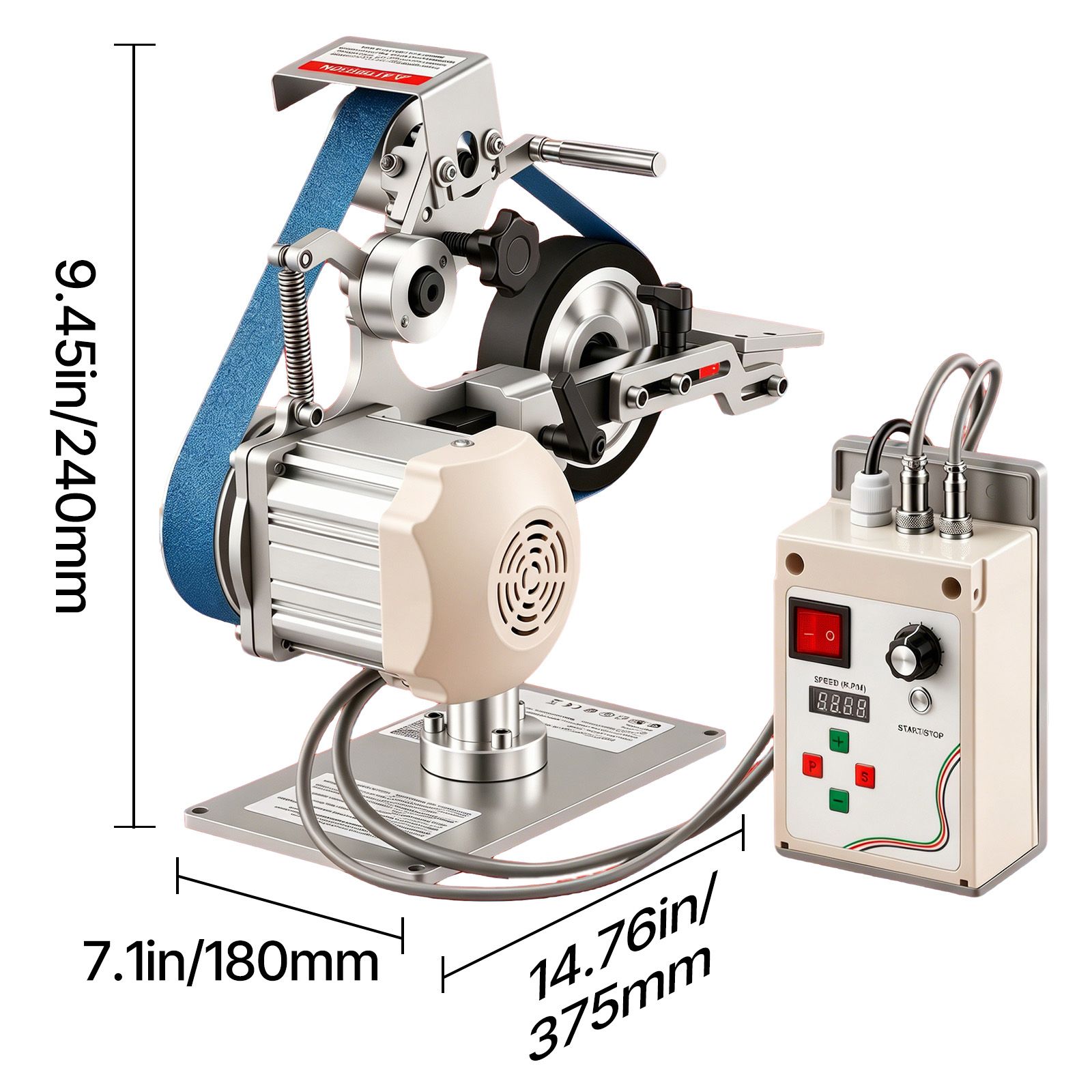 Belt Grinder Sander with VFD, 30 X 1-Inch Variable Speed Belt Polisher view 8