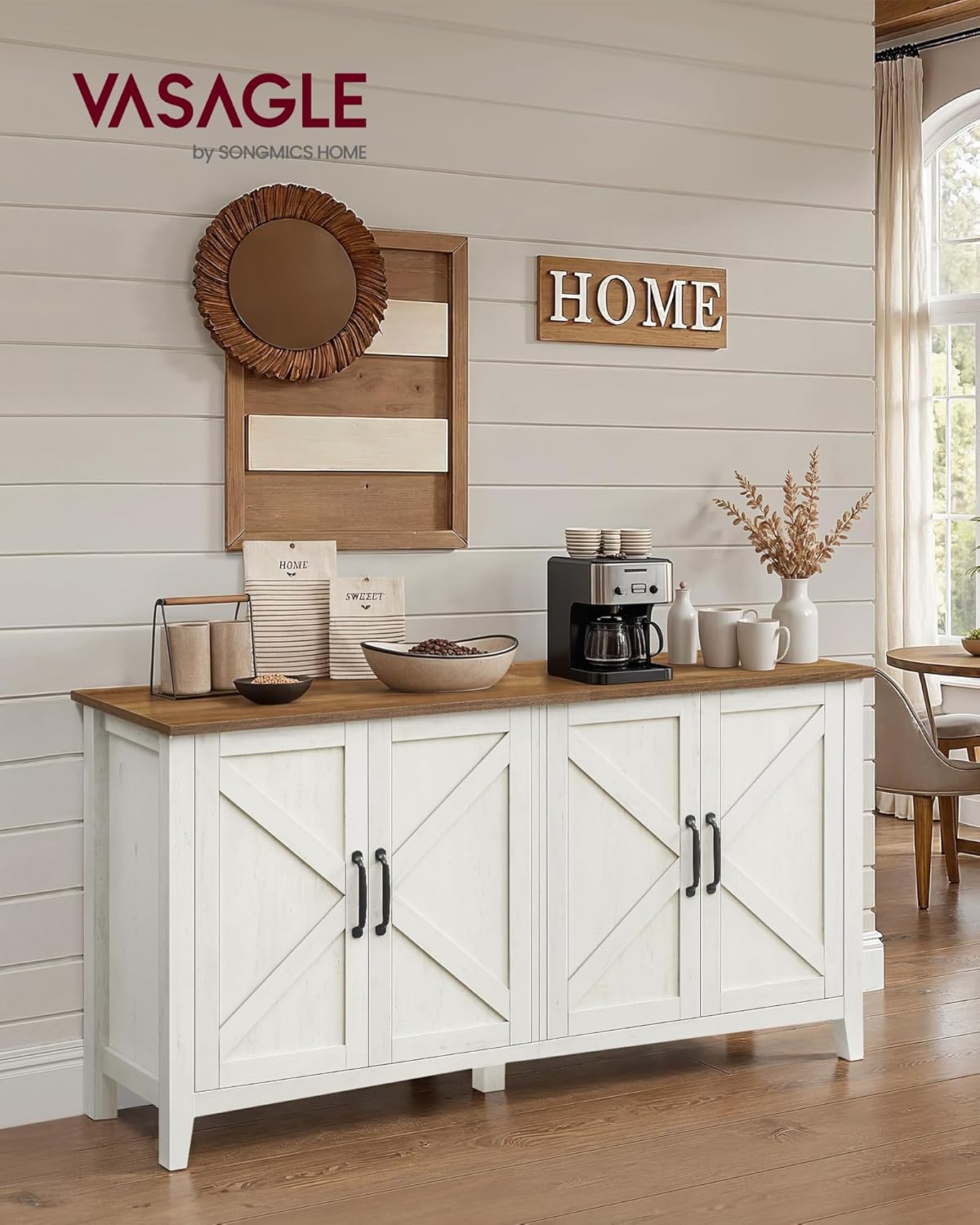 Buffet Storage Cabinet with Adjustable Shelves, 4 Door Sideboard Cabinet, Credenza TV Stand for Living Room view 5