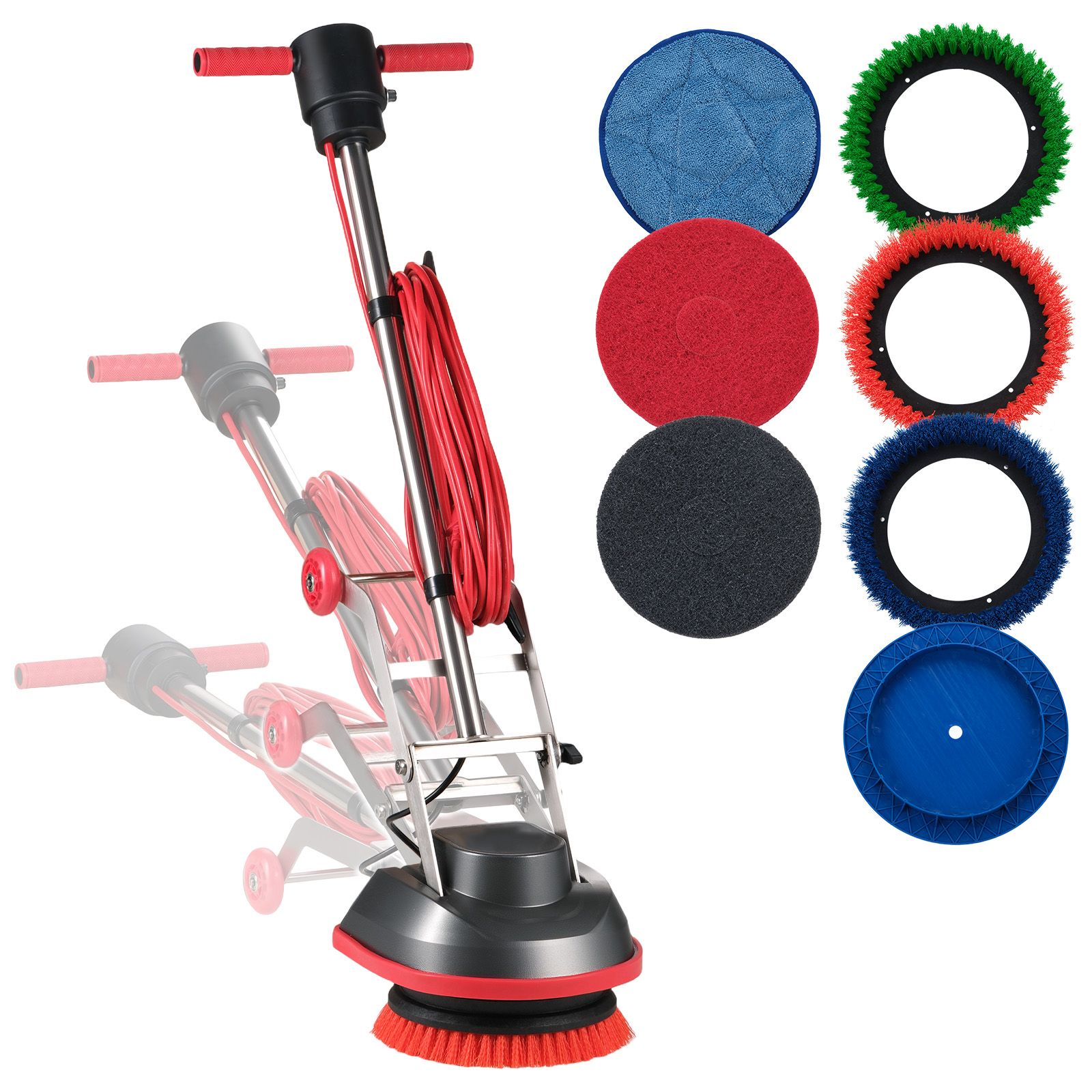 Floor Scrubber Machine, Heavy Duty Floor Cleaner Polisher with 2 Wheels view 2