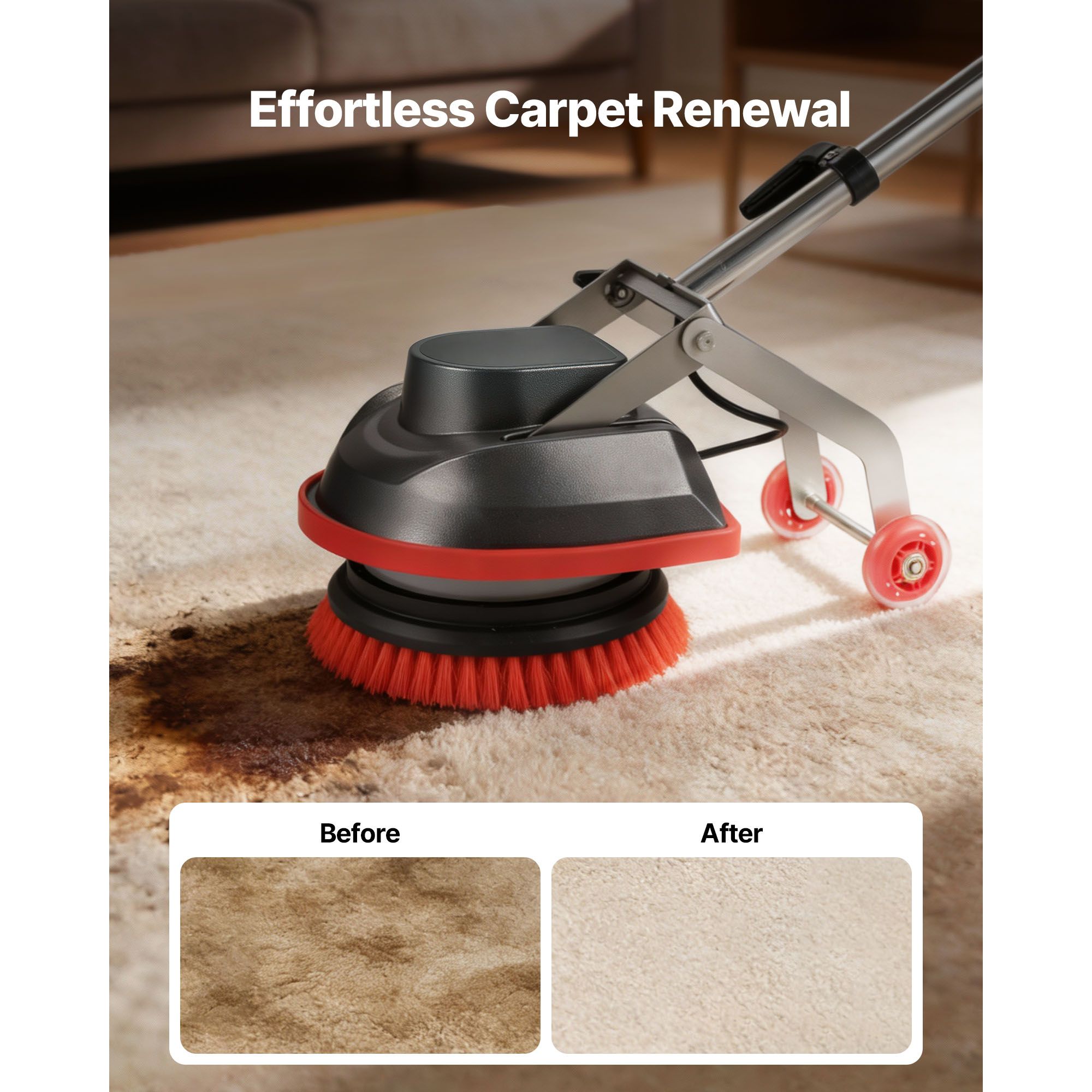 Floor Scrubber Machine, Heavy Duty Floor Cleaner Polisher with 2 Wheels view 5