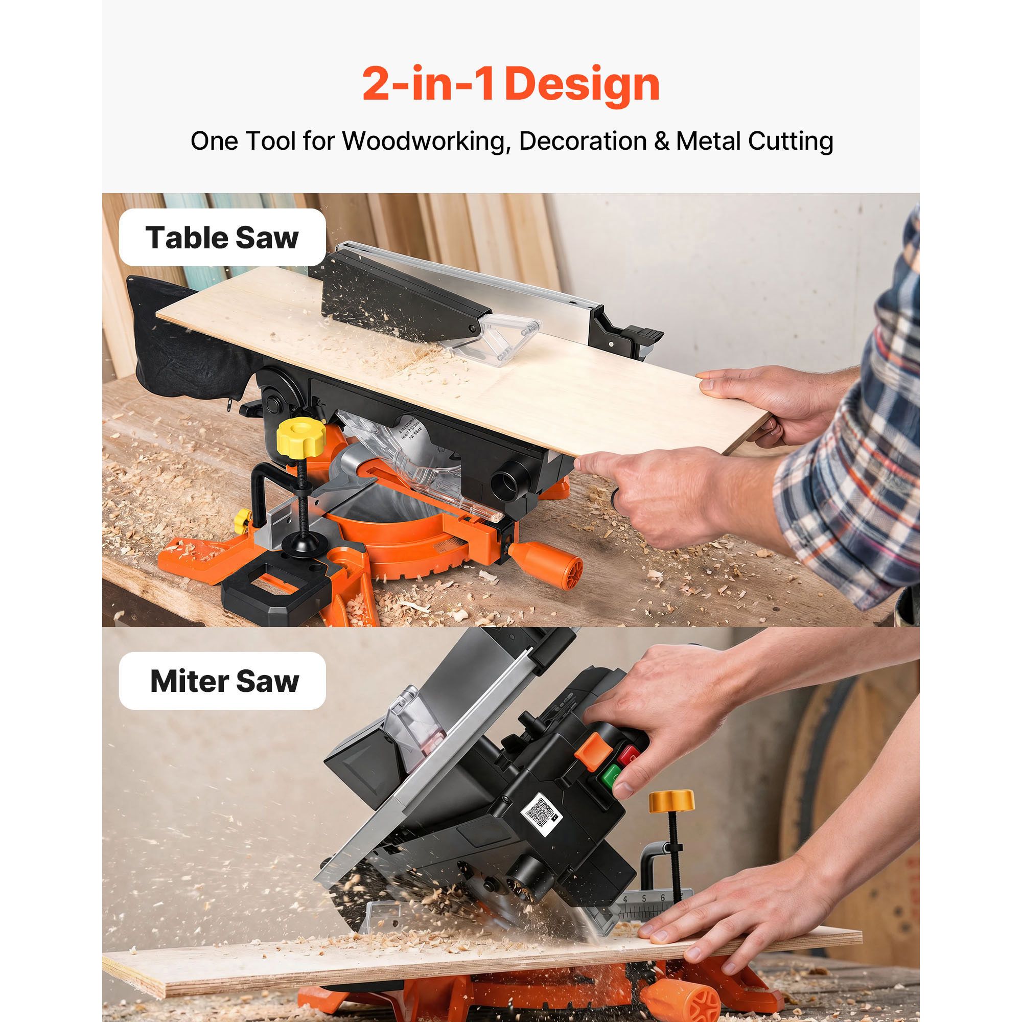 Compound Miter Saw, 8-1/4 Inch Blade, 2-in-1 Miter/Table Saw, with Precision Laser Alignment view 2