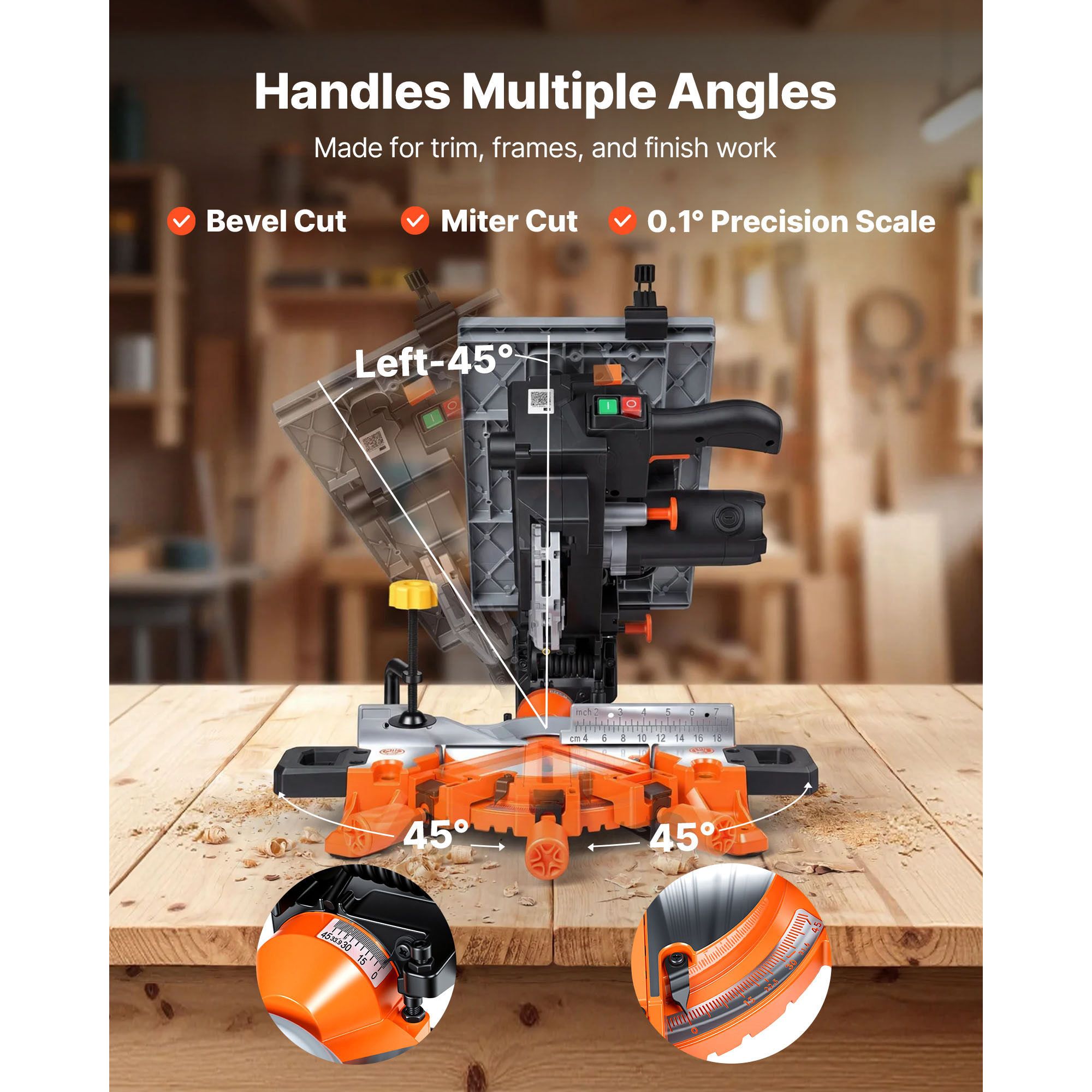 Compound Miter Saw, 8-1/4 Inch Blade, 2-in-1 Miter/Table Saw, with Precision Laser Alignment view 4