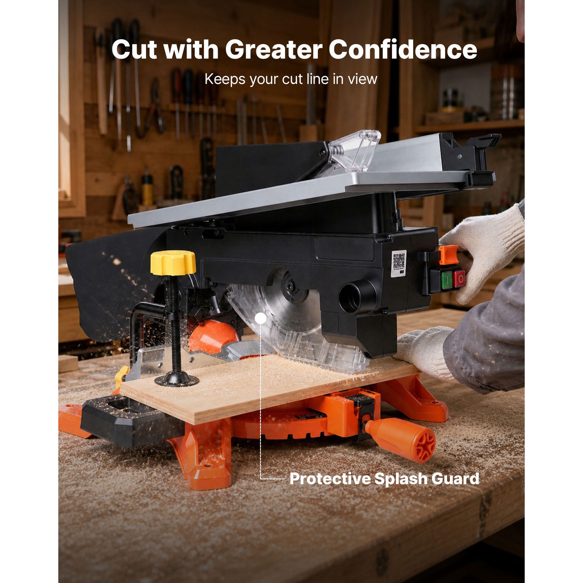 Compound Miter Saw, 8-1/4 Inch Blade, 2-in-1 Miter/Table Saw, with Precision Laser Alignment view 6