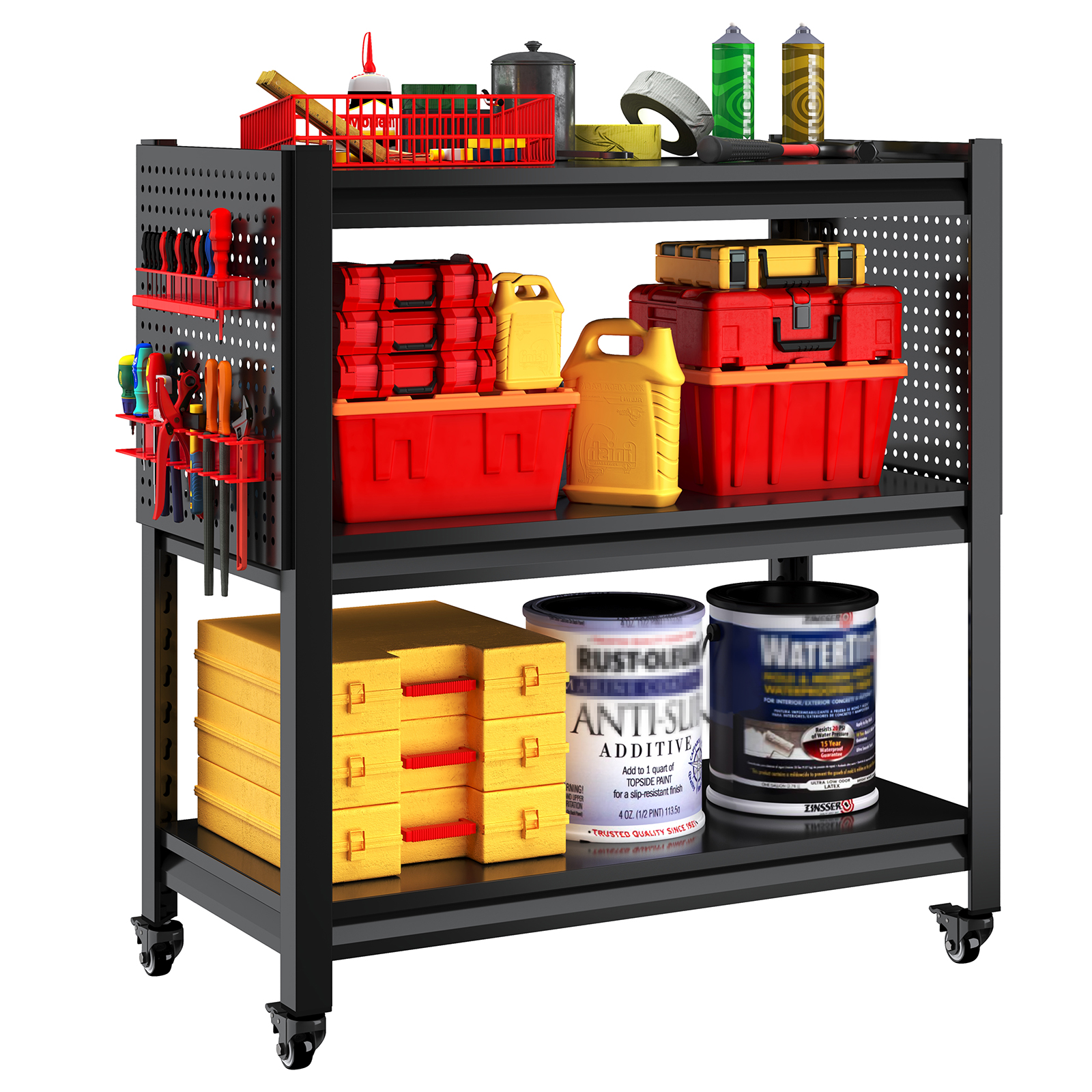 660 lb Three-Tier Industrial Tool Cart view 1