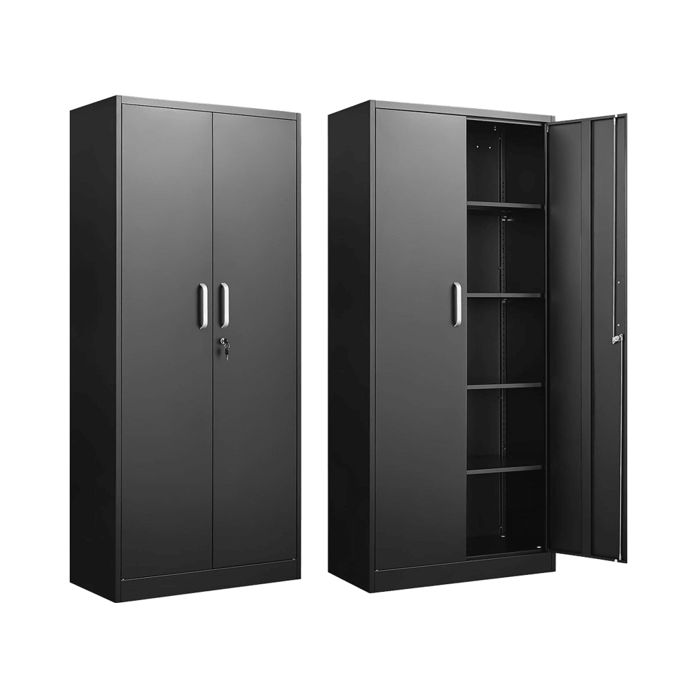 Double Door Steel Storage Cabinet 31.5″ × 15.7″ × 70.9″ Black YCS1D03