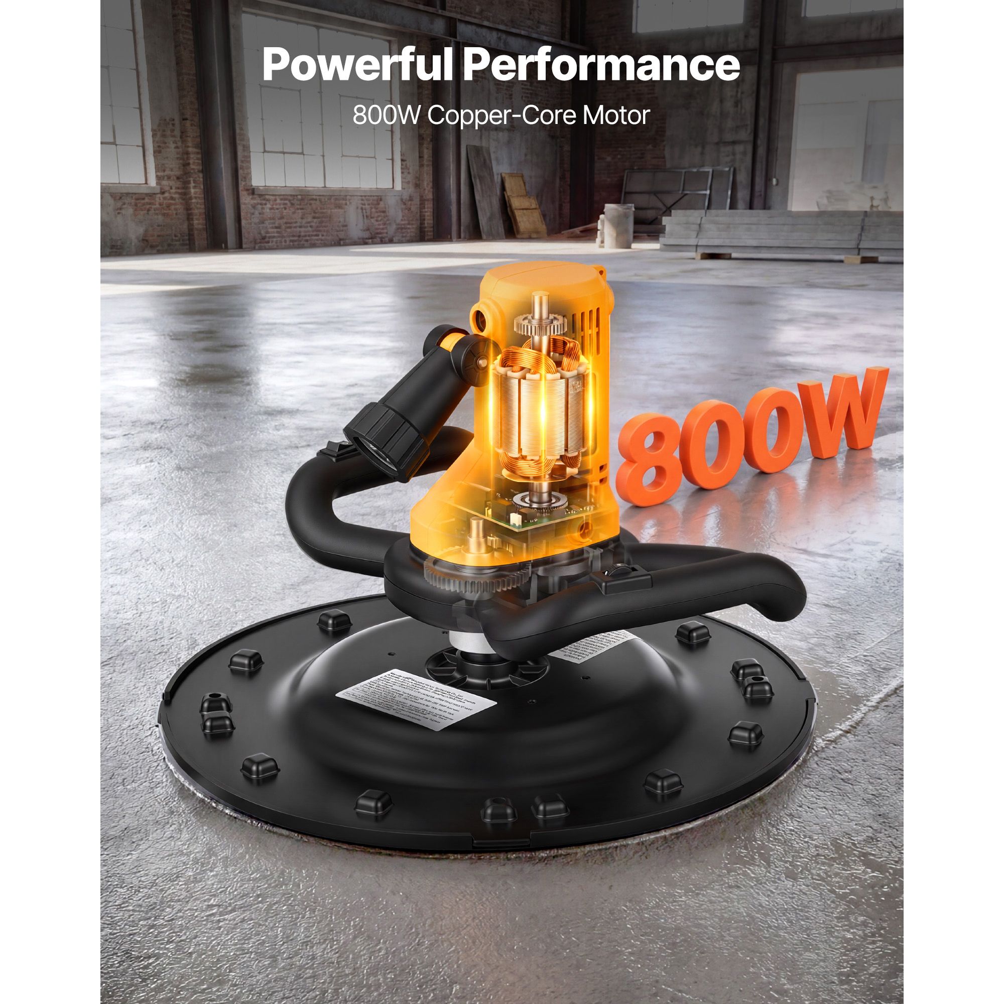 Electric Power Trowel, 800W Concrete Finishing Machine Corded with Mixing Rod view 4