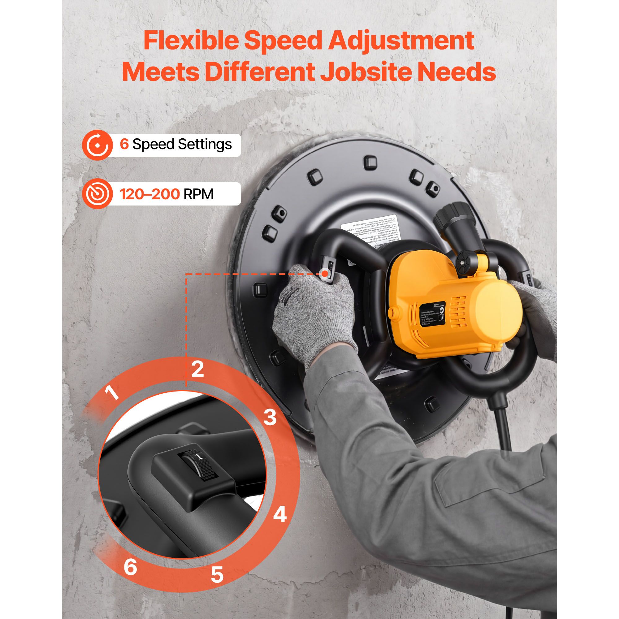 Electric Power Trowel, 800W Concrete Finishing Machine Corded with Mixing Rod view 6