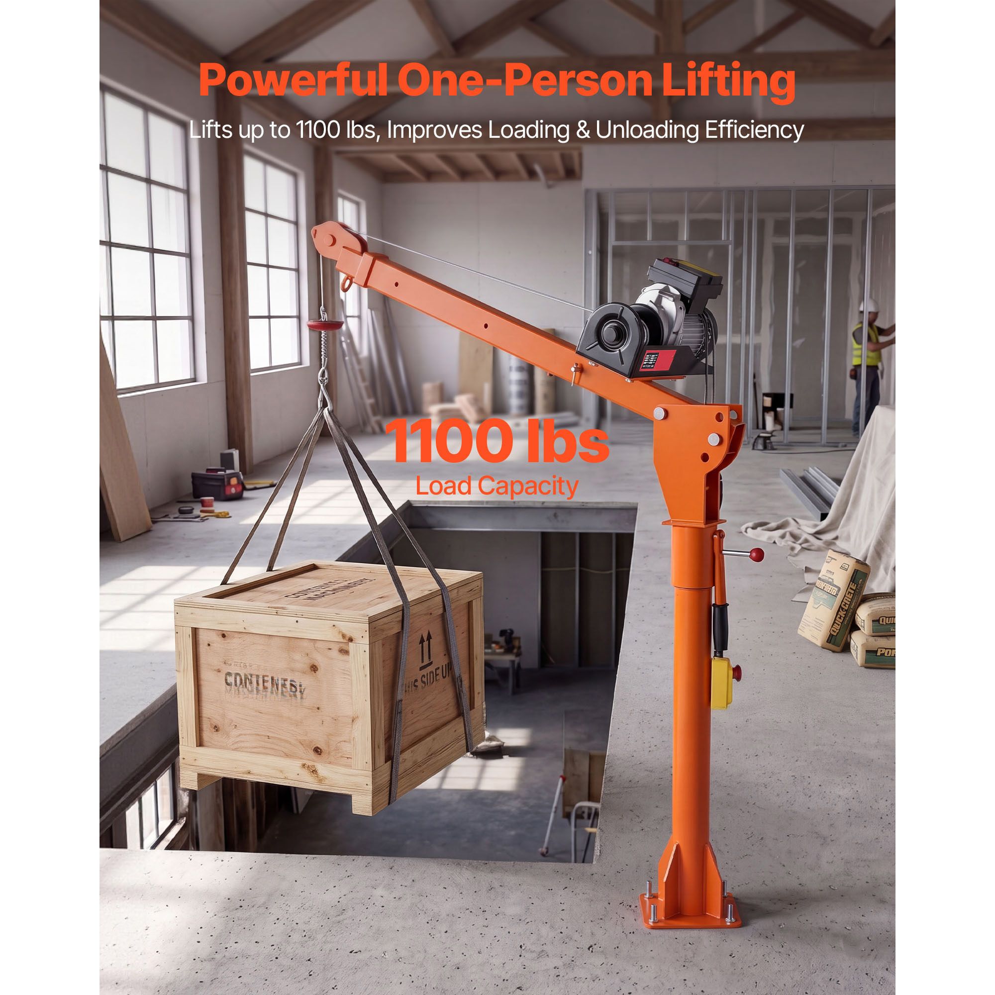 Electric Truck Crane, 1100 Lbs Pickup Truck Crane with PA800 Electric Hoist view 2