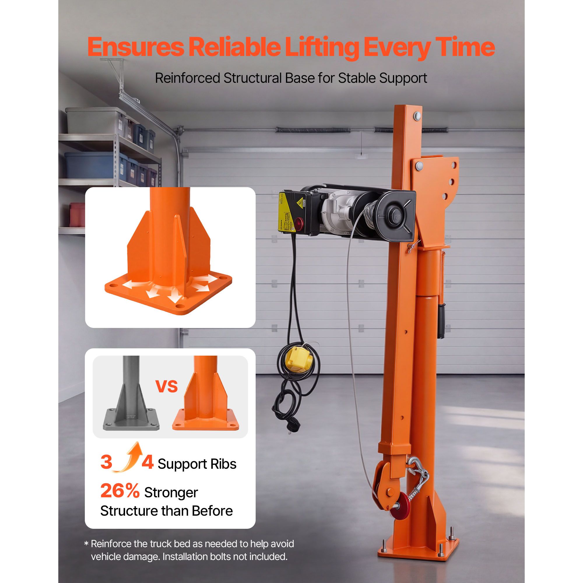Electric Truck Crane, 1100 Lbs Pickup Truck Crane with PA800 Electric Hoist view 4