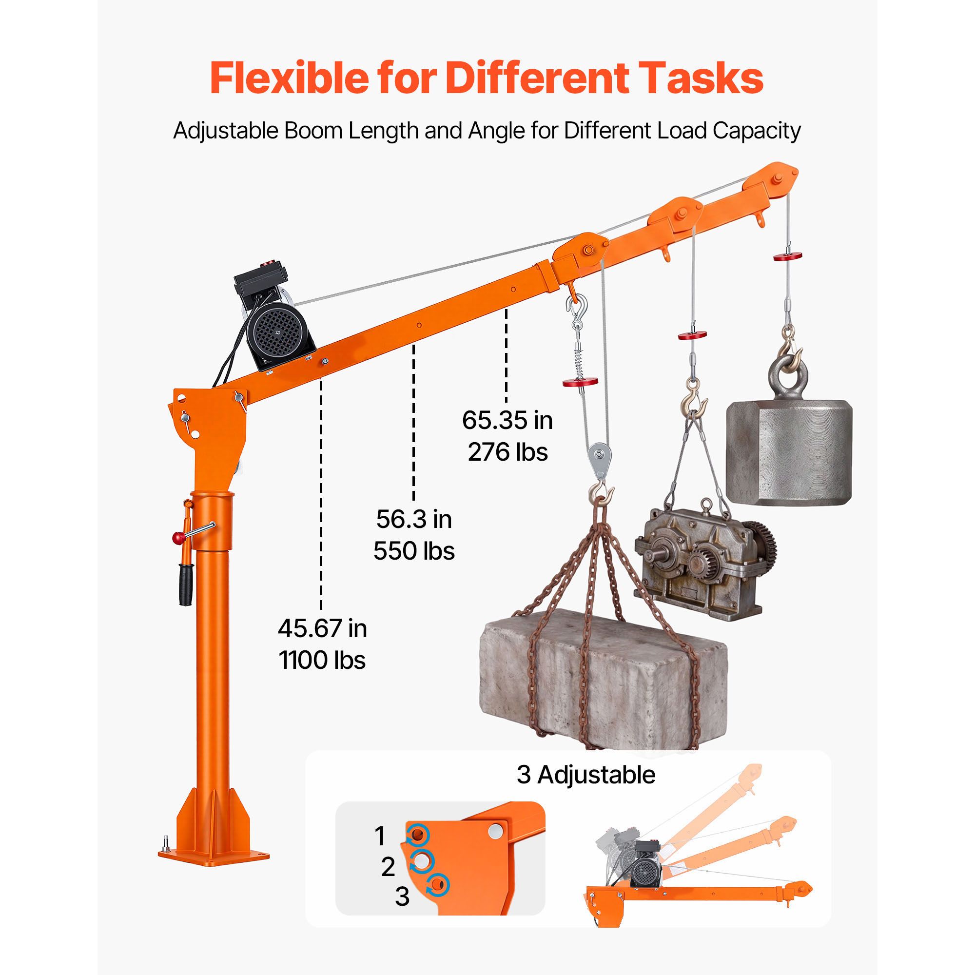 Electric Truck Crane, 1100 Lbs Pickup Truck Crane with PA800 Electric Hoist view 5
