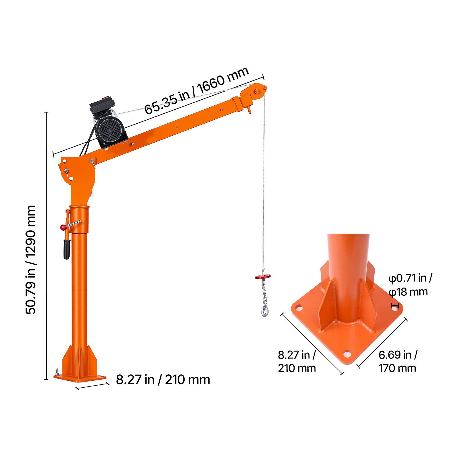 Electric Truck Crane, 1100 Lbs Pickup Truck Crane with PA800 Electric Hoist view 7