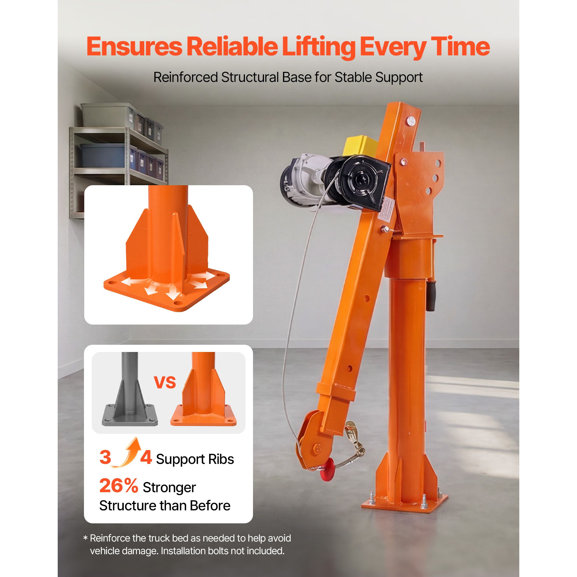 Electric Truck Crane, 2200 Lbs Pickup Truck Crane with 2200 LBS Electric Hoist view 4